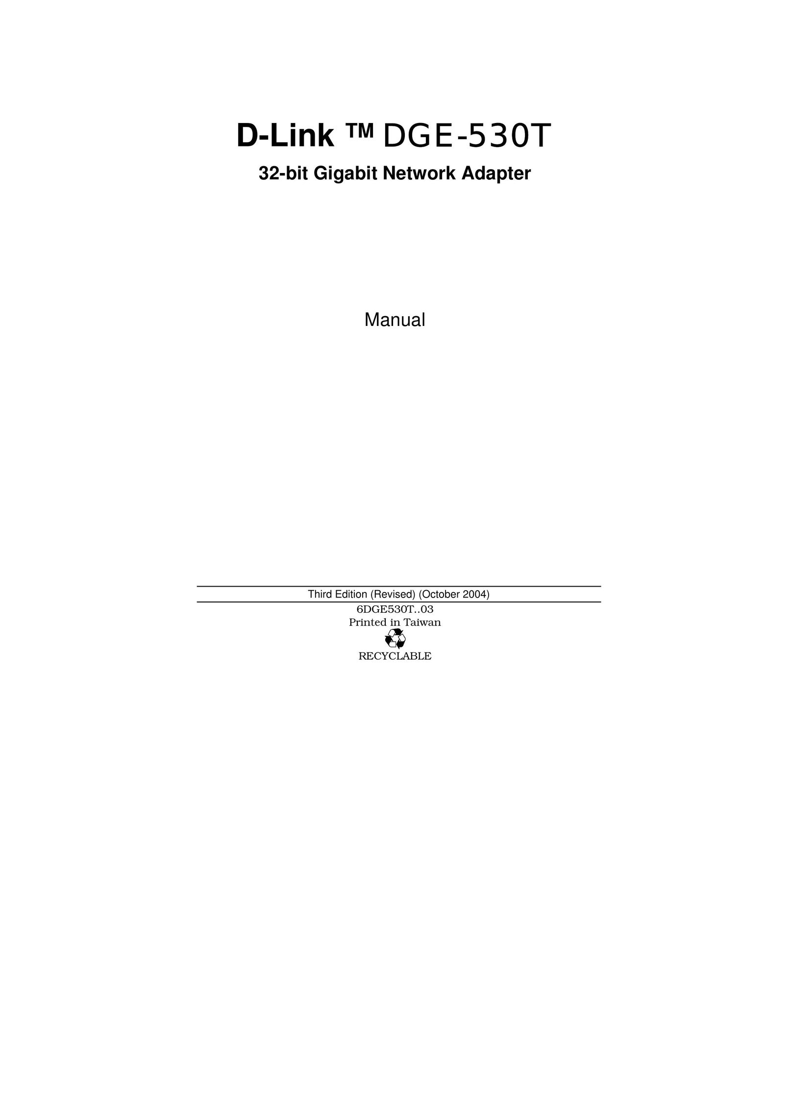D-Link DGE-530T Network Cables User Manual