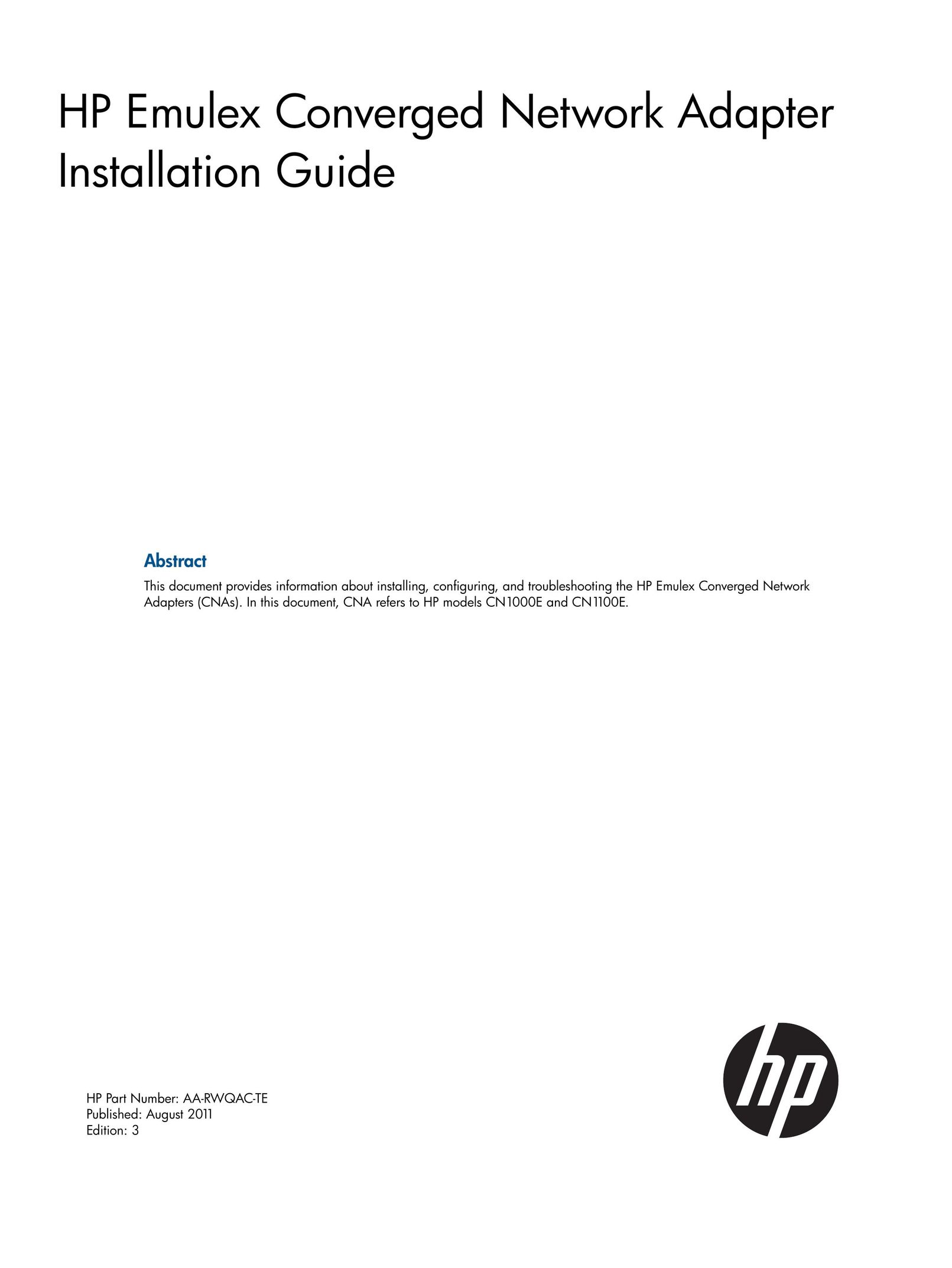 HP (Hewlett-Packard) CN1000E Network Cables User Manual