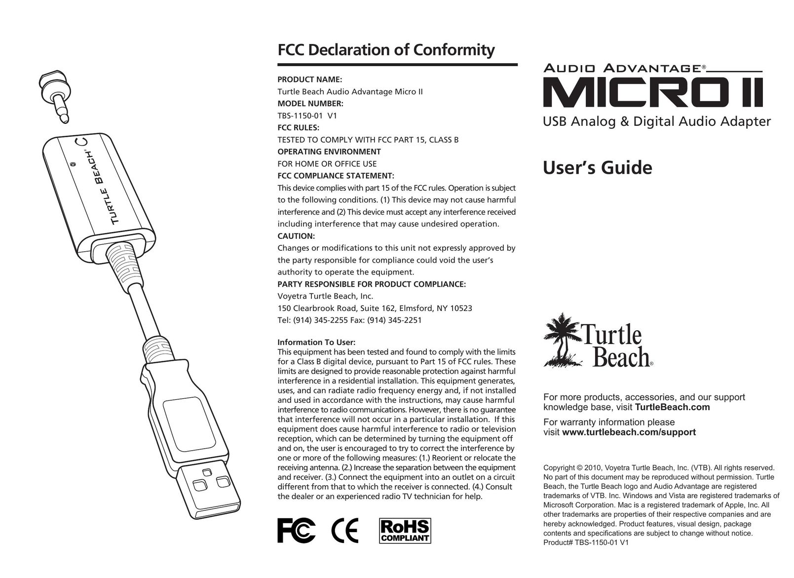 Turtle Beach TBS-1150-01 V1 Network Cables User Manual