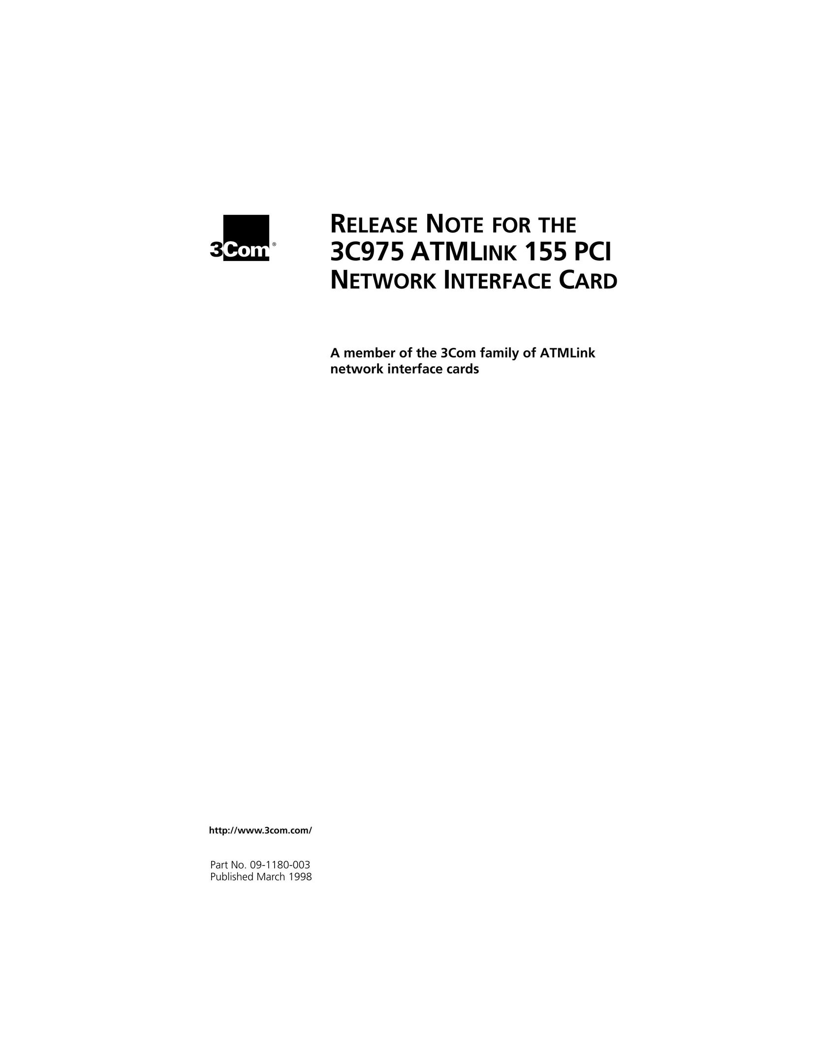 3Com 3C975 Network Card User Manual
