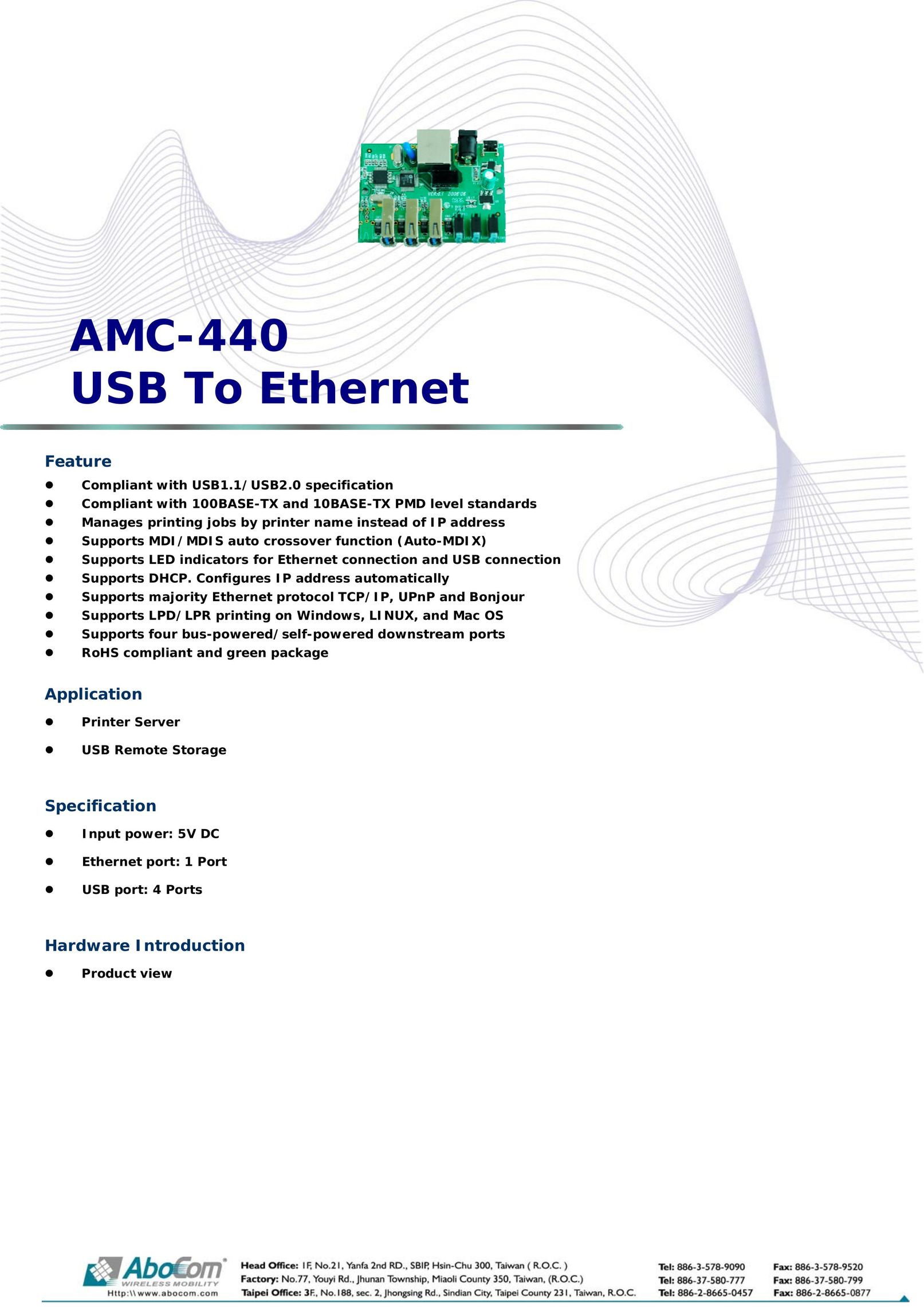 Abocom AMC-440 Network Card User Manual