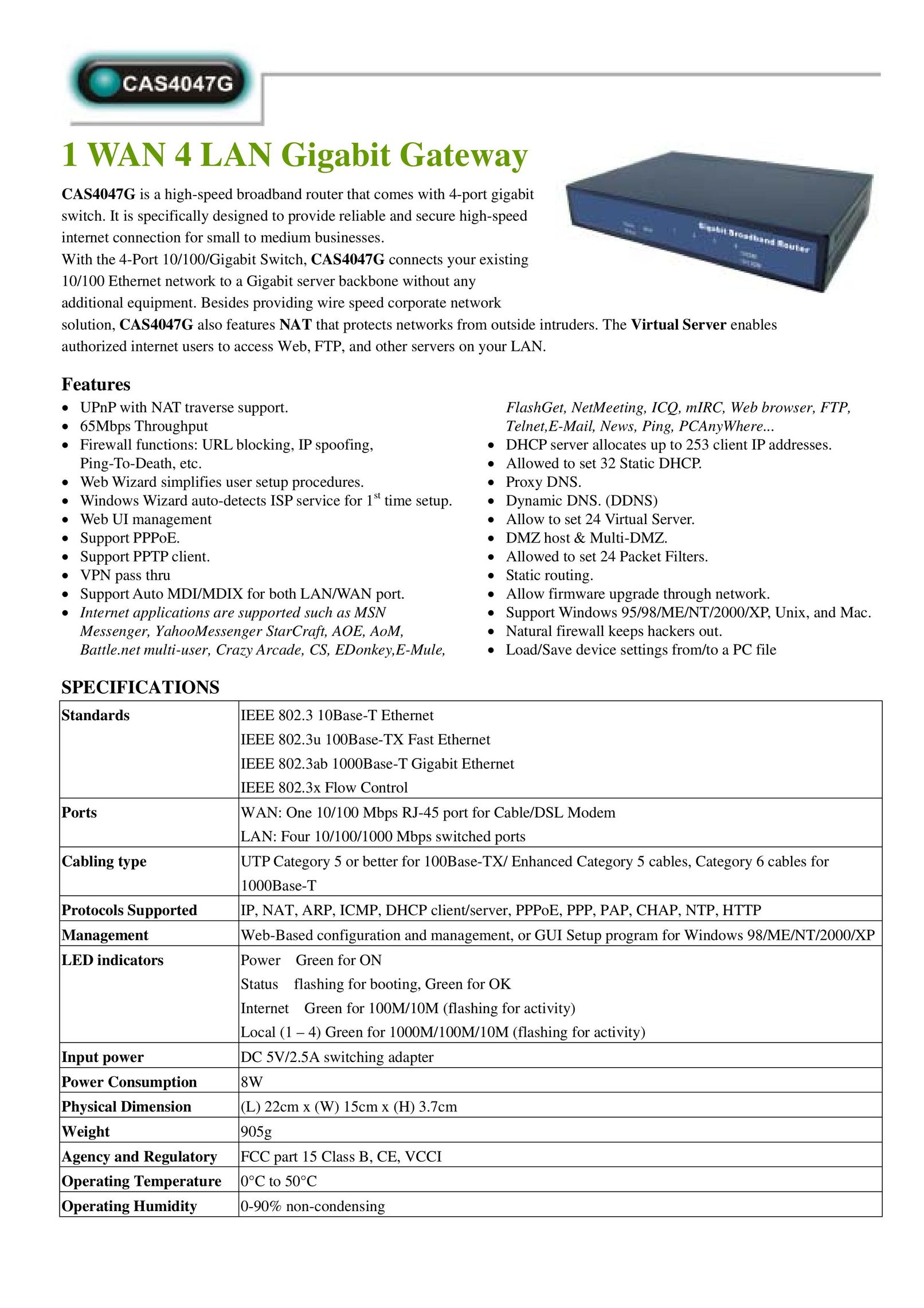 Abocom CAS4047G Network Card User Manual