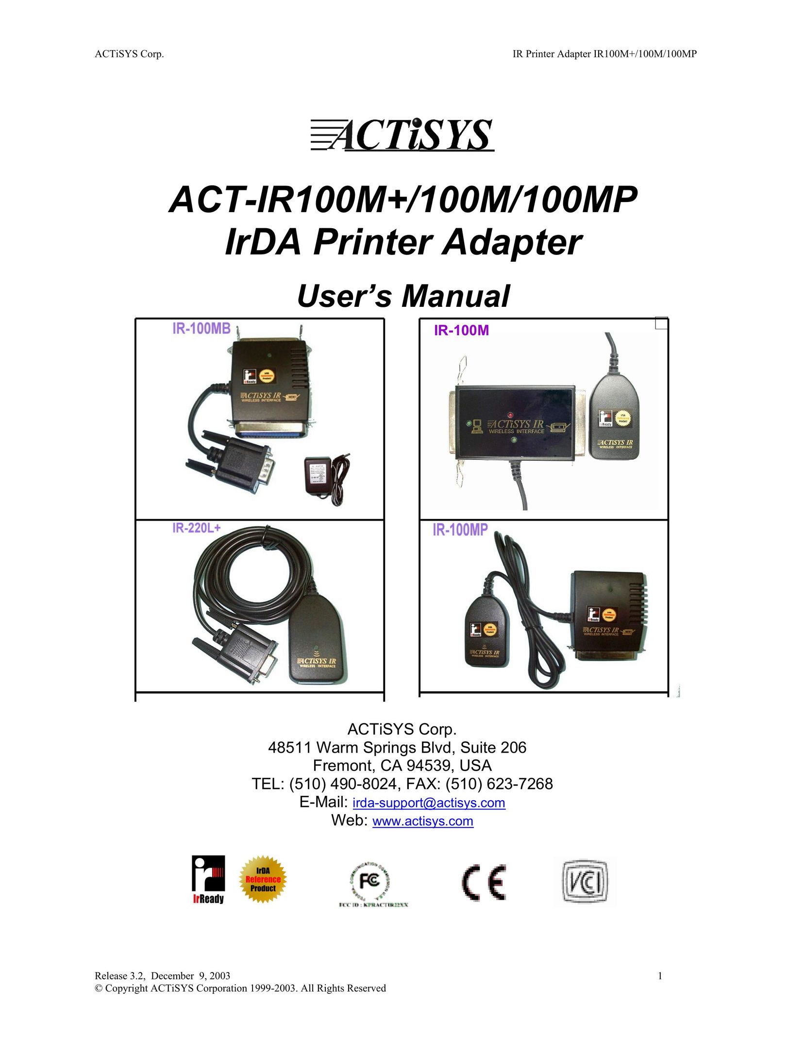 ACTiSYS ACT-IR100M+ Network Card User Manual
