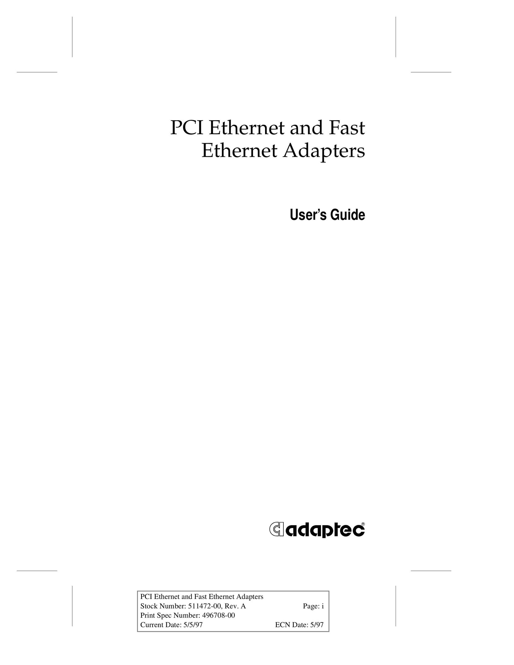 Adaptec PCI Ethernet and Fast Ethernet Adapters Network Card User Manual