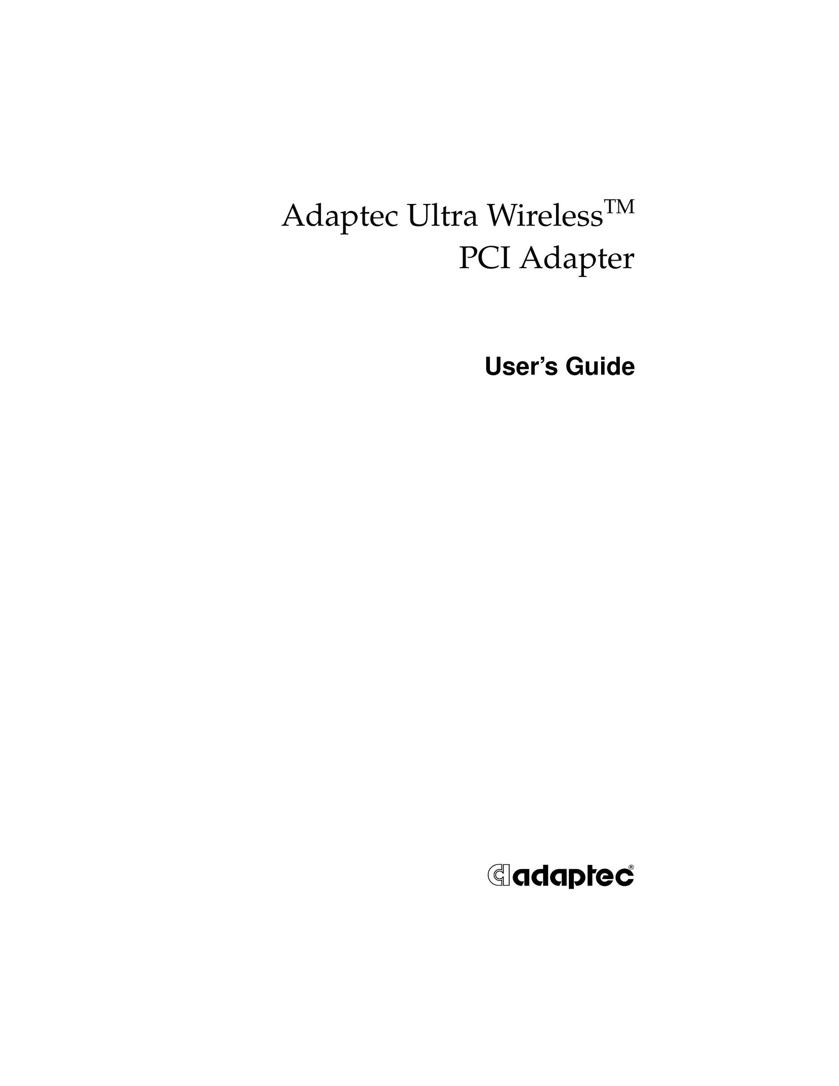 Adaptec WirelessTM Network Card User Manual
