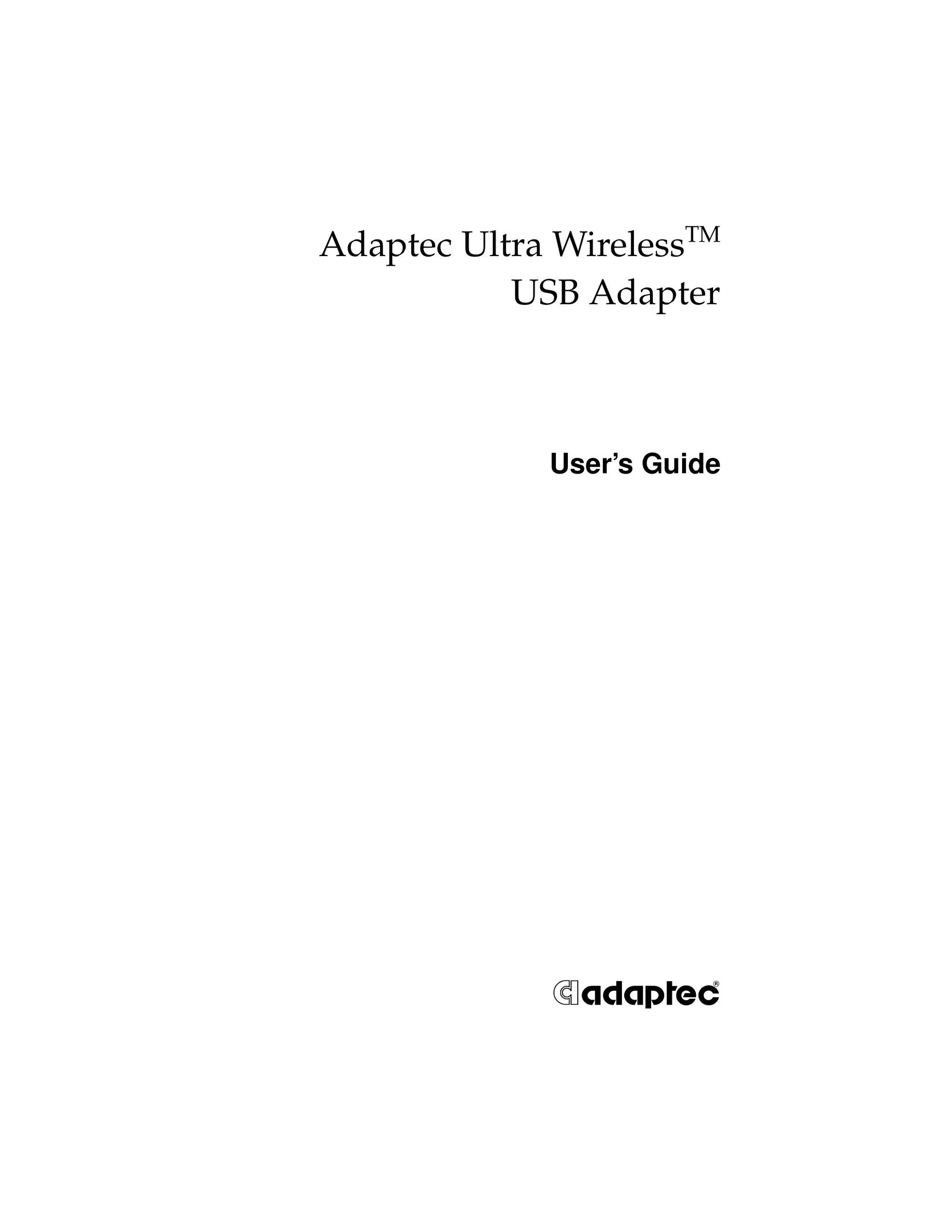 Adaptec WirelessTM USB Adapter Network Card User Manual