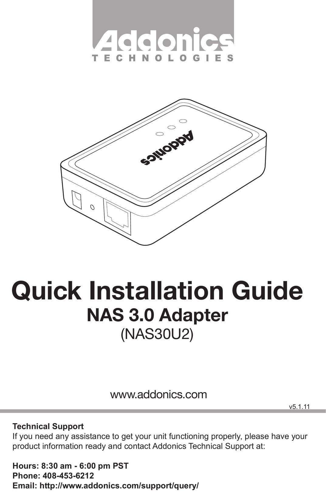 Addonics Technologies NAS30U2 Network Card User Manual