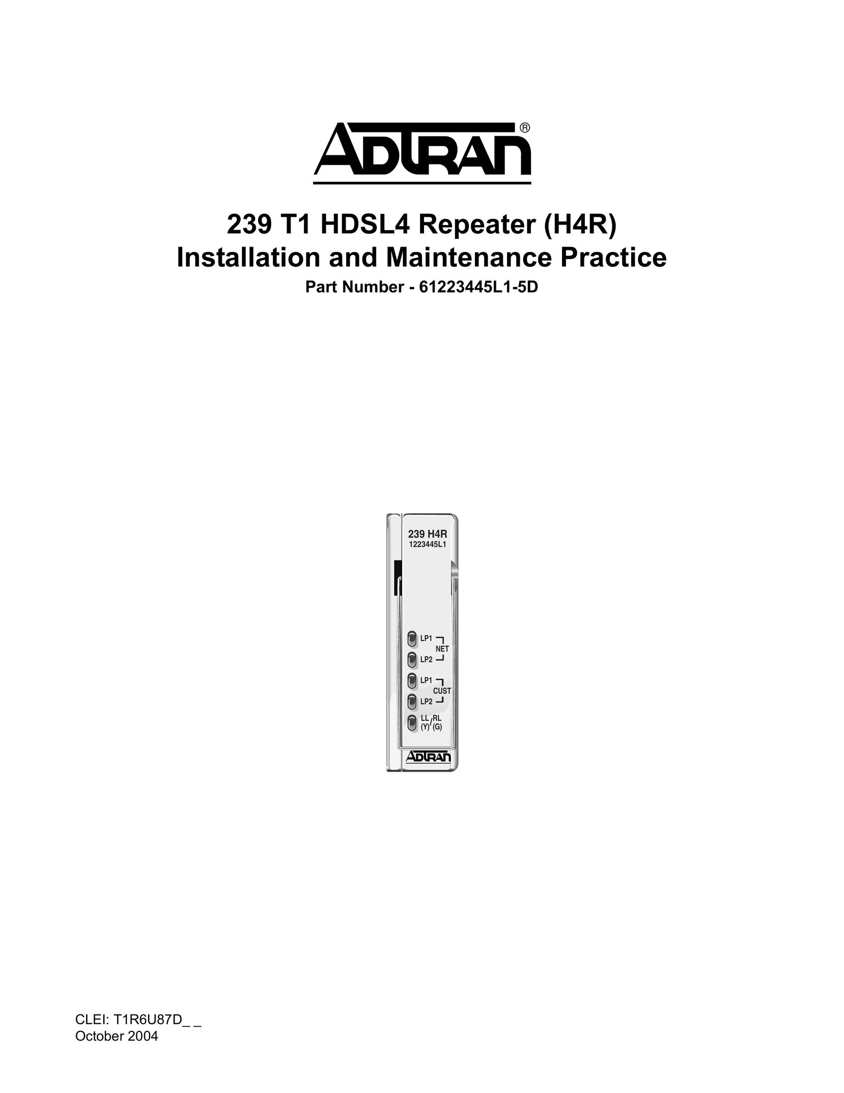ADTRAN 239 T1 HDSL4 Network Card User Manual