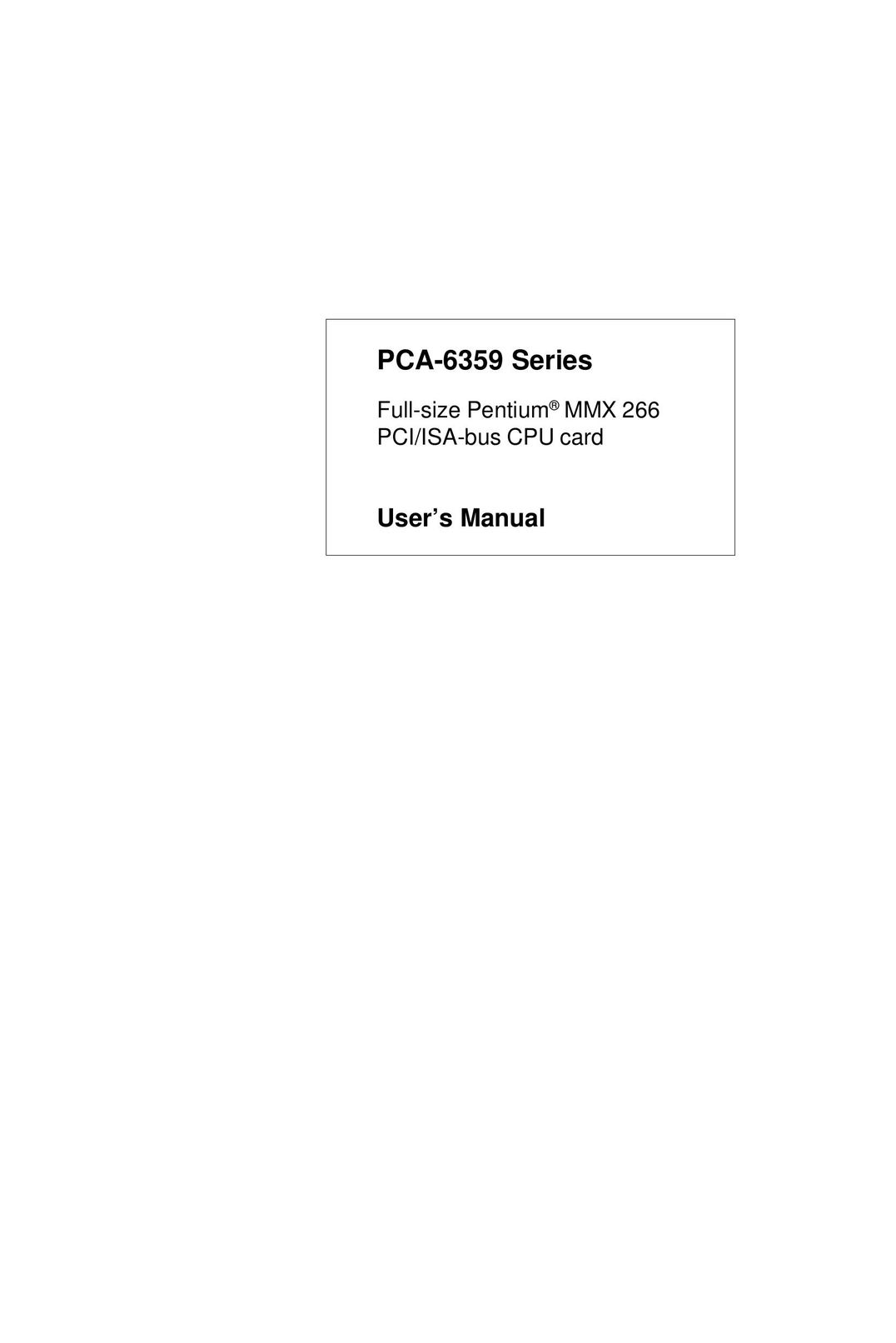 Advantech PCA-6359 Network Card User Manual