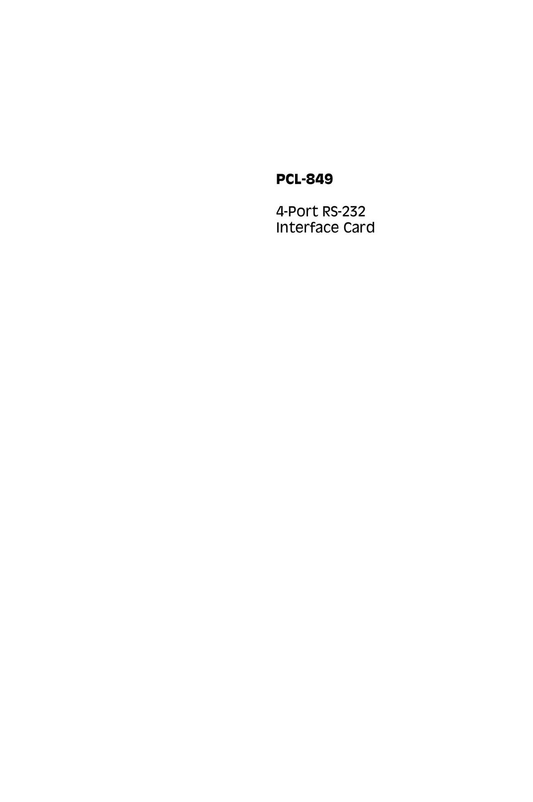 Advantech PCL-849 Network Card User Manual