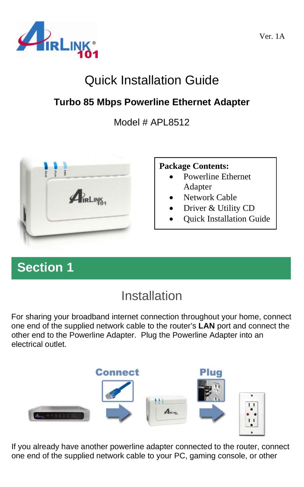 Airlink101 APL8512 Network Card User Manual