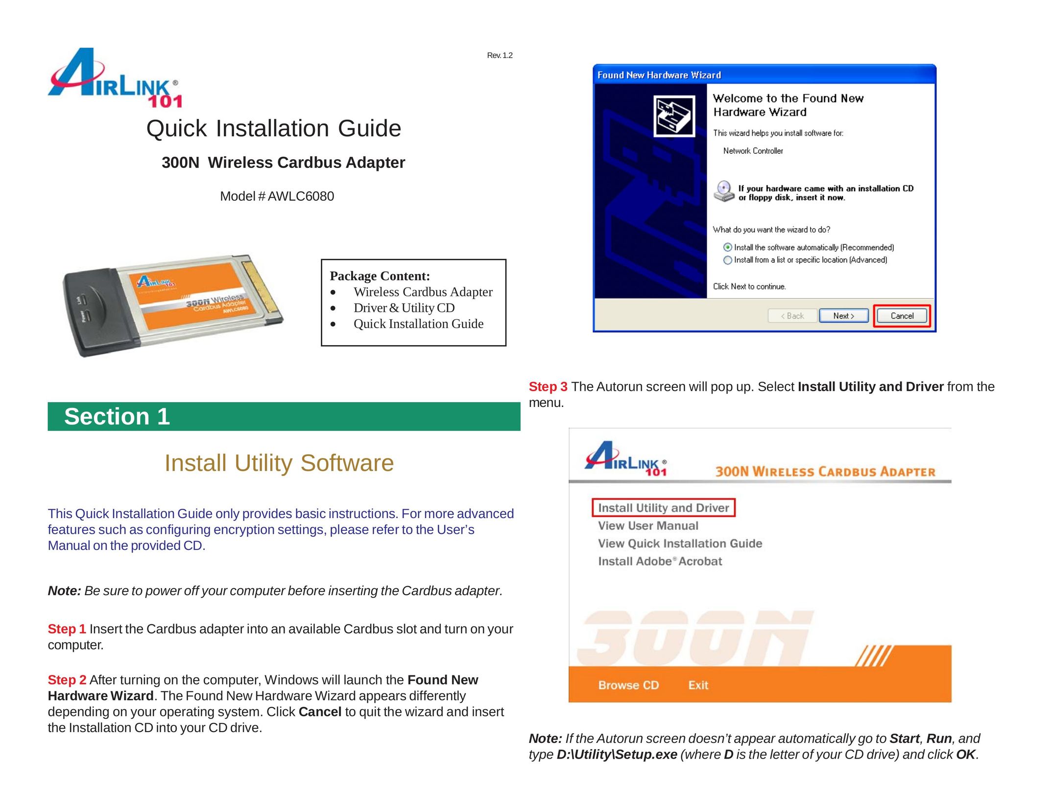 Airlink101 AWLC6080 Network Card User Manual