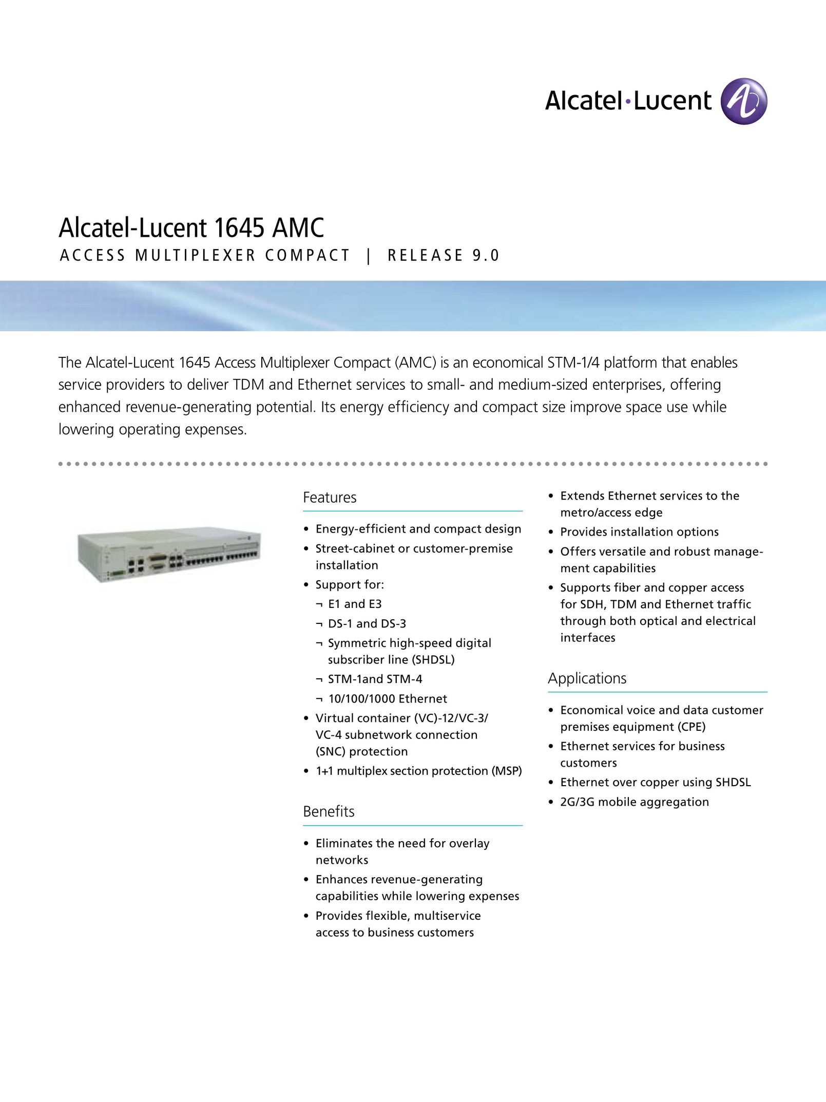 Alcatel-Lucent 1645 AMC Network Card User Manual