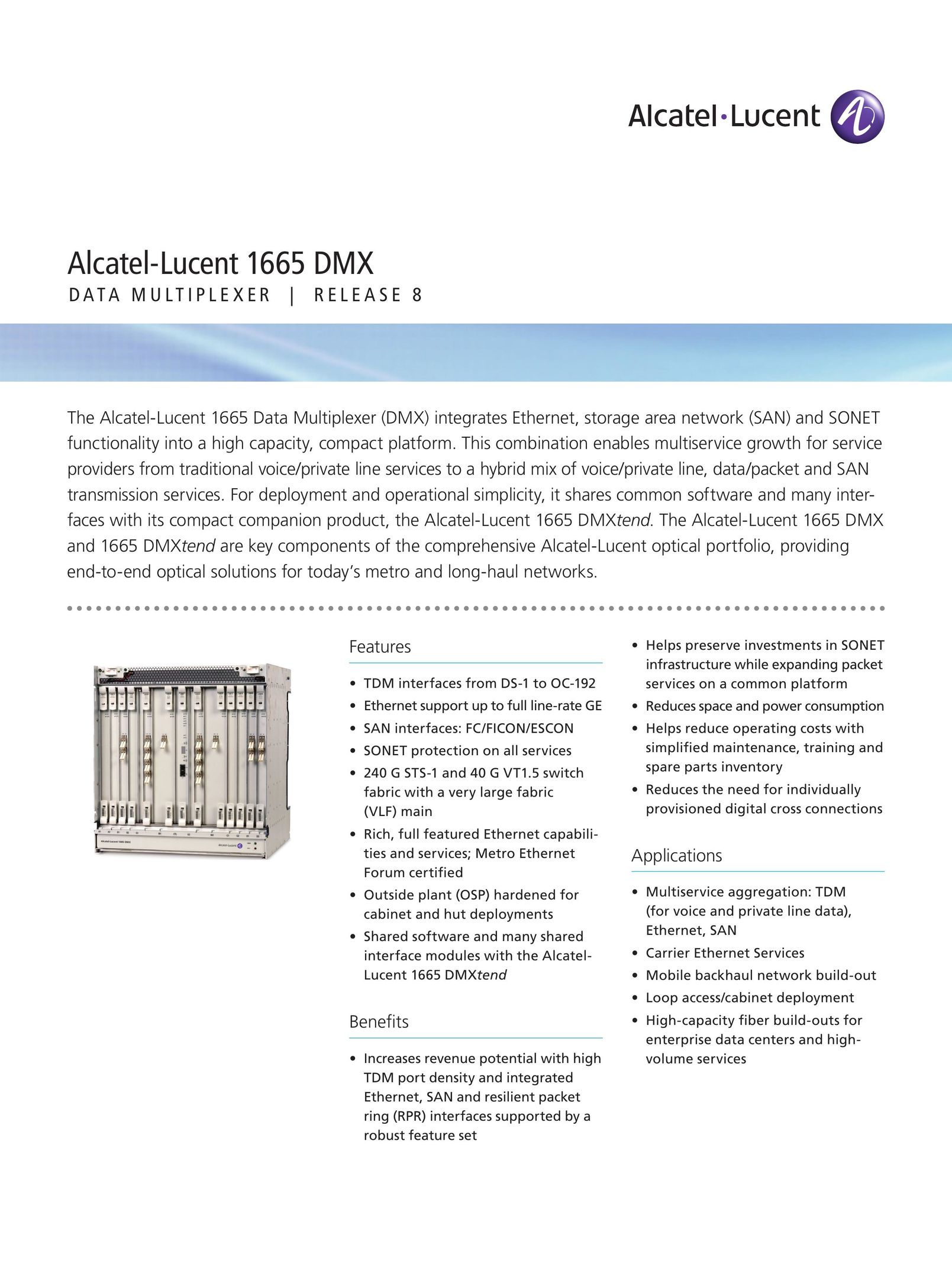 Alcatel-Lucent 1665 DMX Network Card User Manual