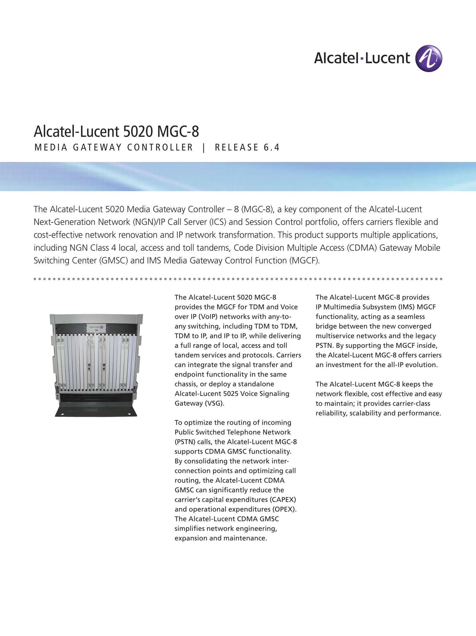 Alcatel-Lucent 5020 MGC-8 Network Card User Manual