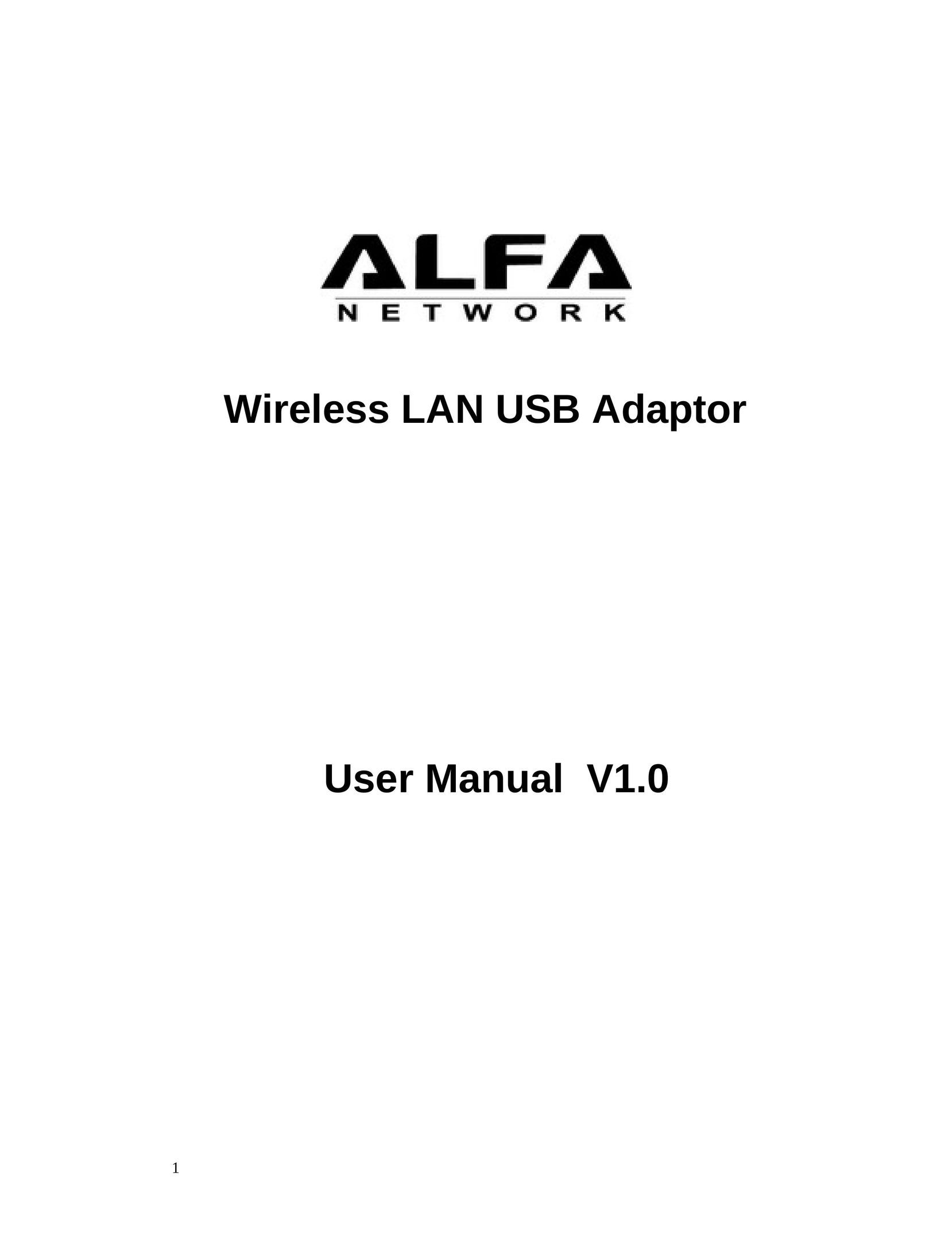 ALFA Wireless LAN USB Adaptor Network Card User Manual