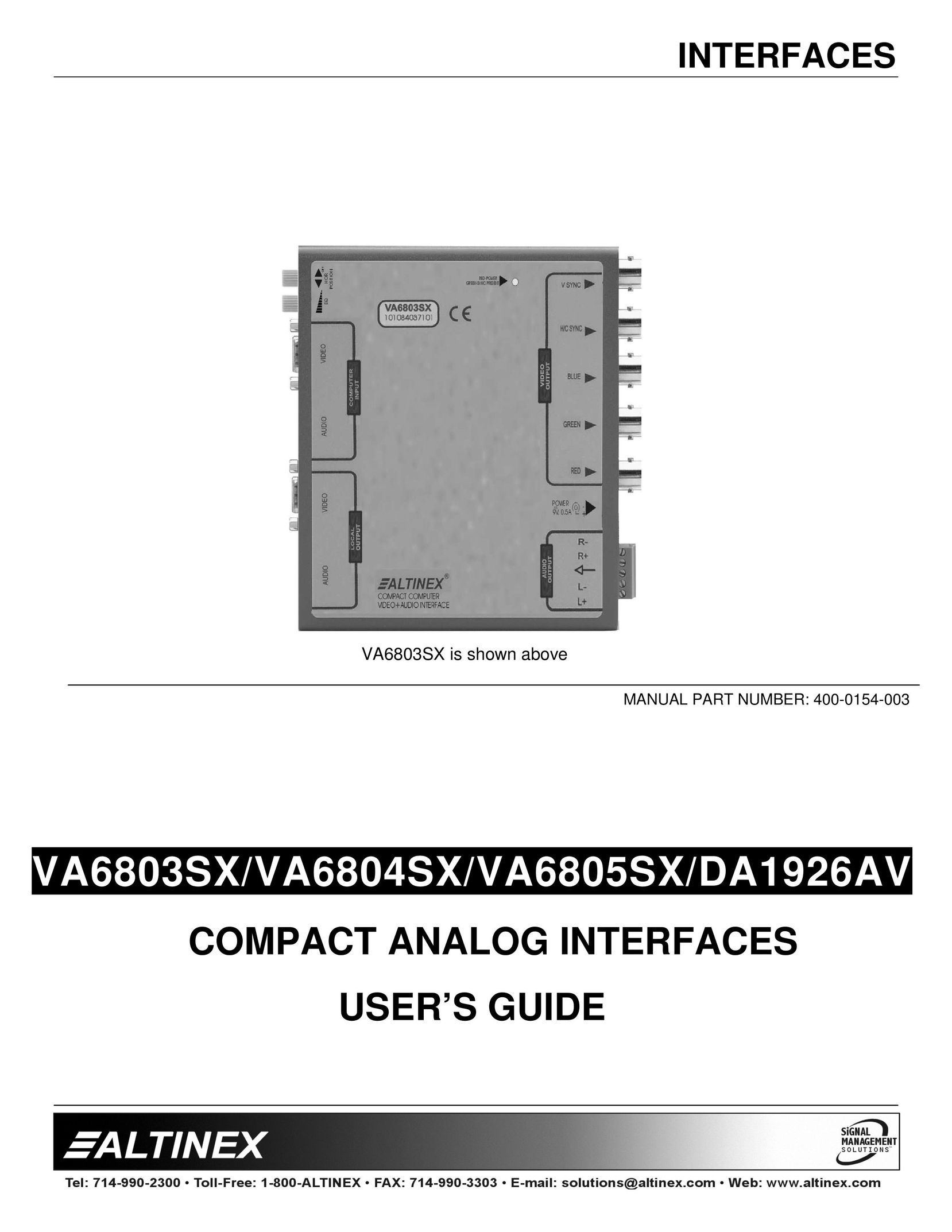 Altinex DA1926AV Network Card User Manual
