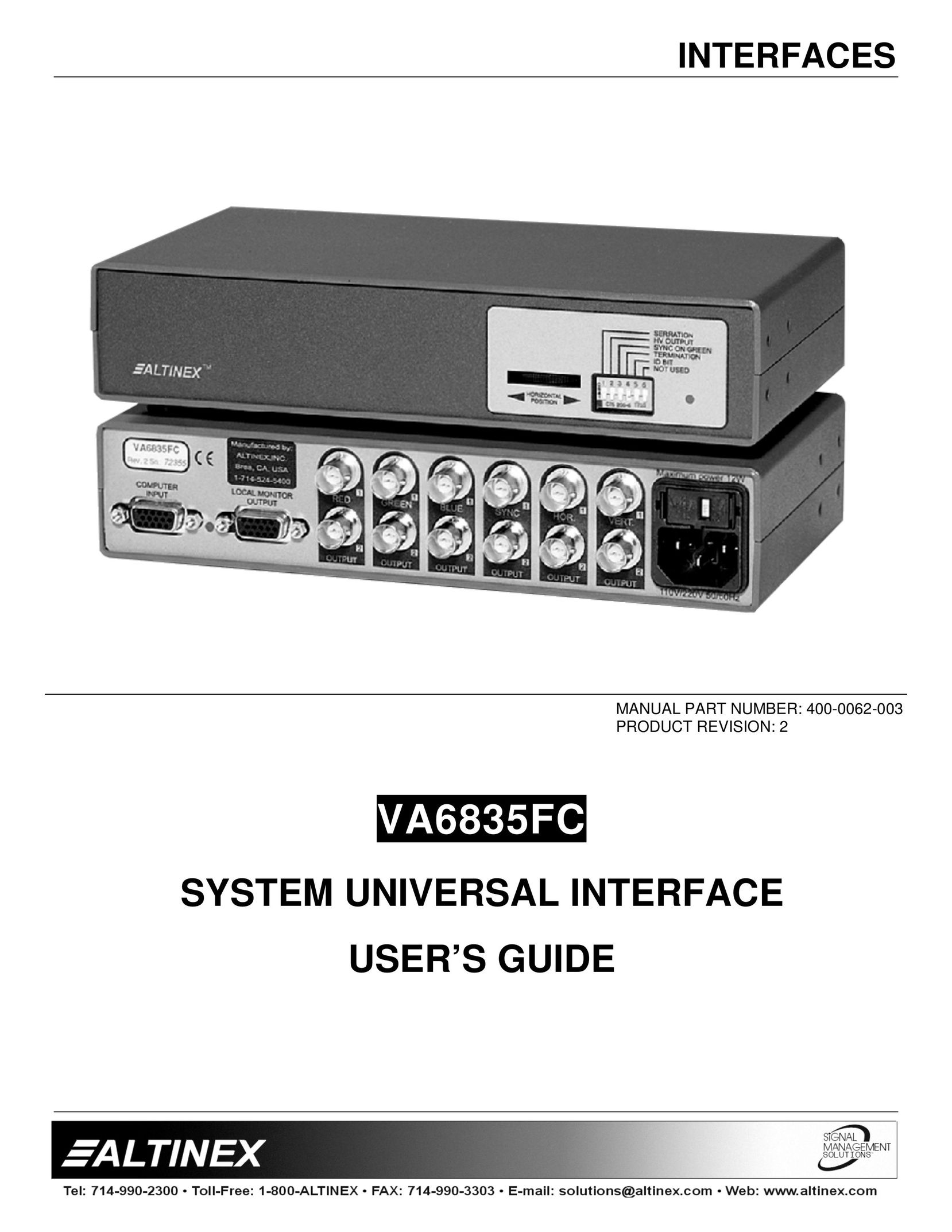Altinex VA6835FC Network Card User Manual