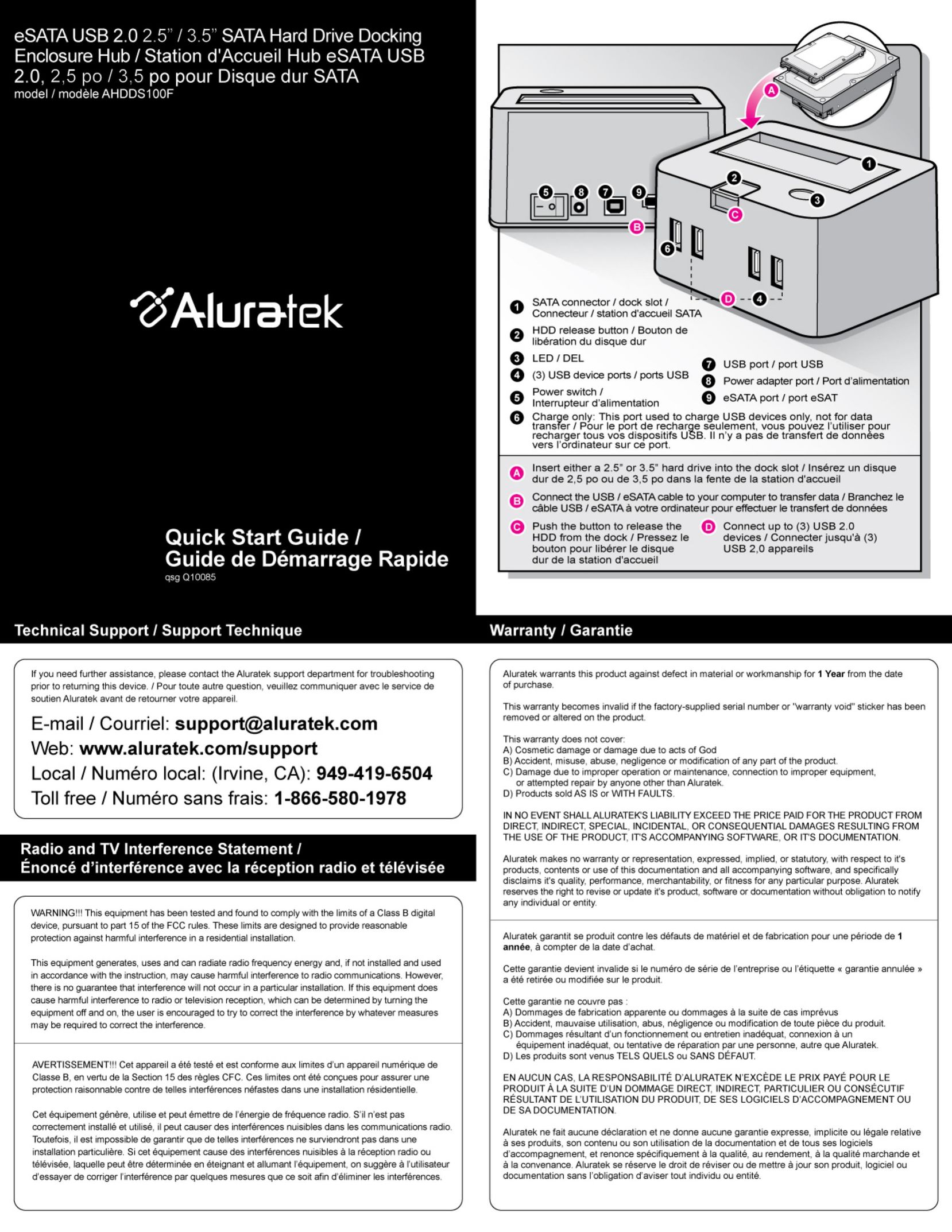 Aluratek AHDDS100F Network Card User Manual