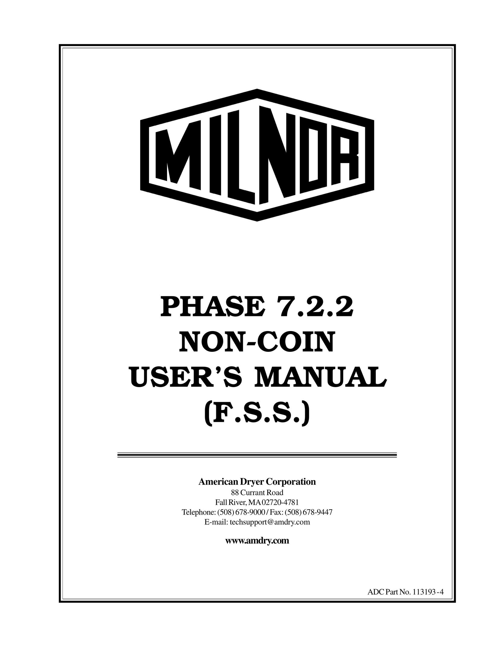 American Dryer Corp. Phase 7.2.2 Network Card User Manual