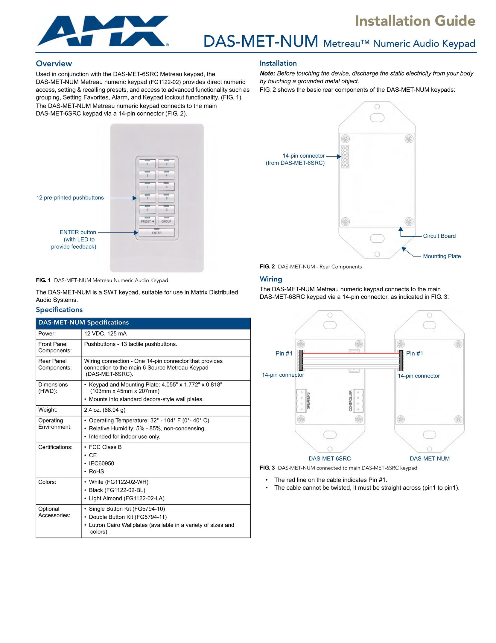 AMX DAS-MET-NUM Network Card User Manual