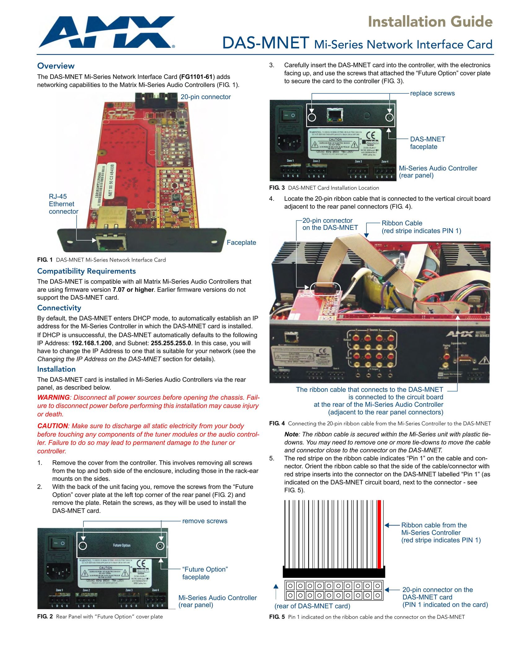 AMX DAS-MNET Network Card User Manual