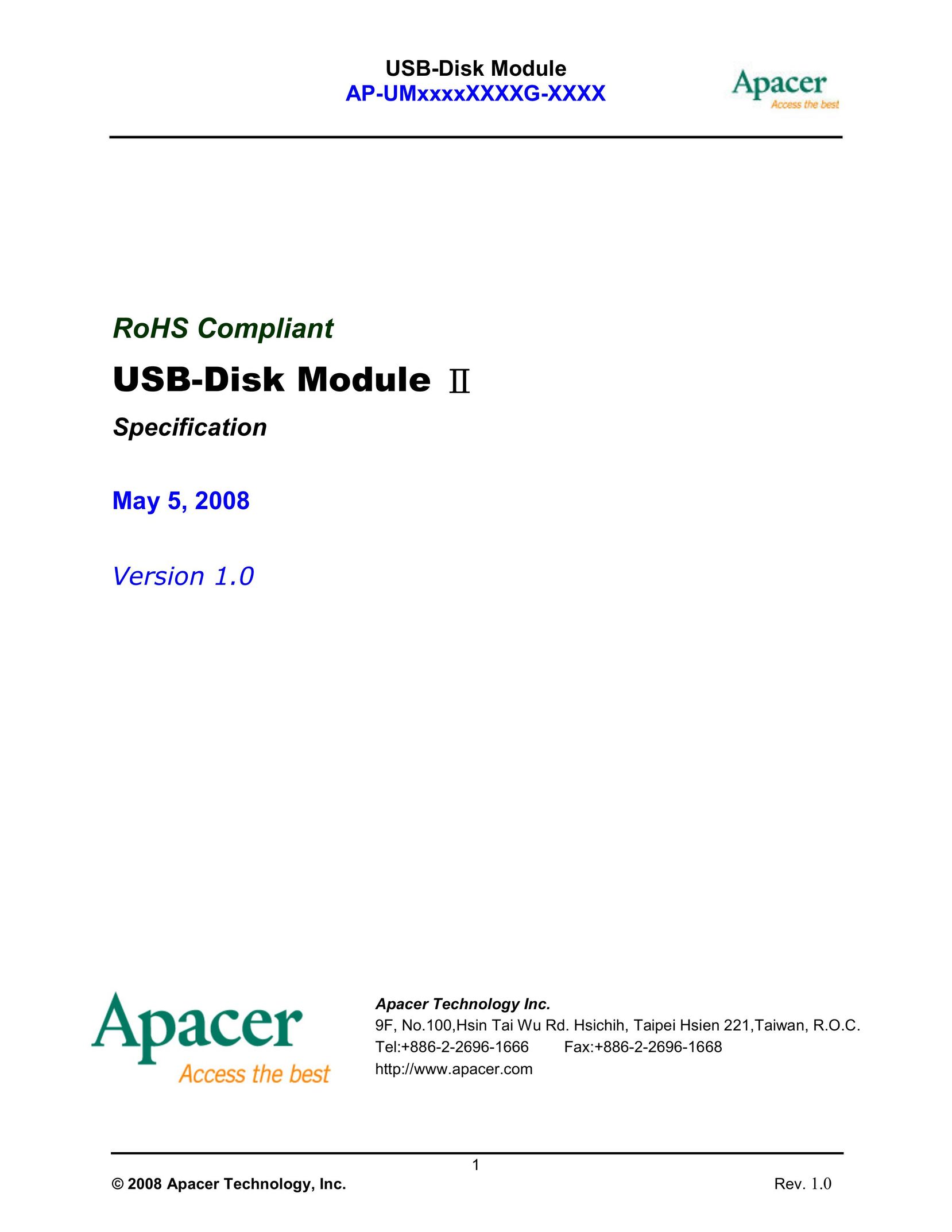 Apacer Technology II Network Card User Manual