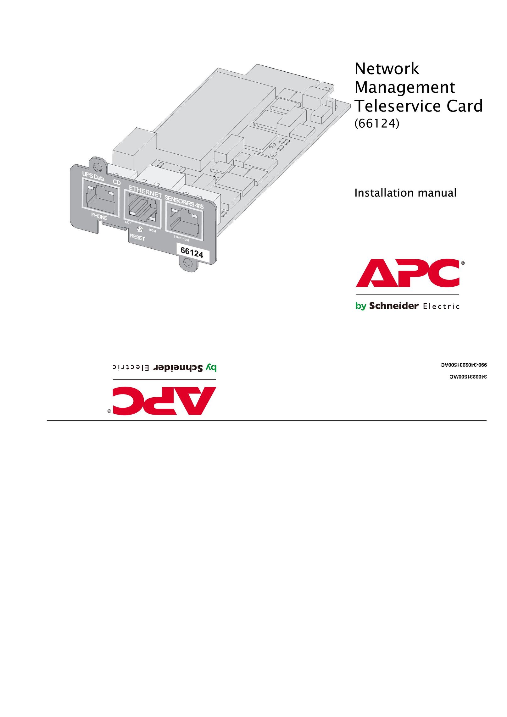 APC 66124 Network Card User Manual