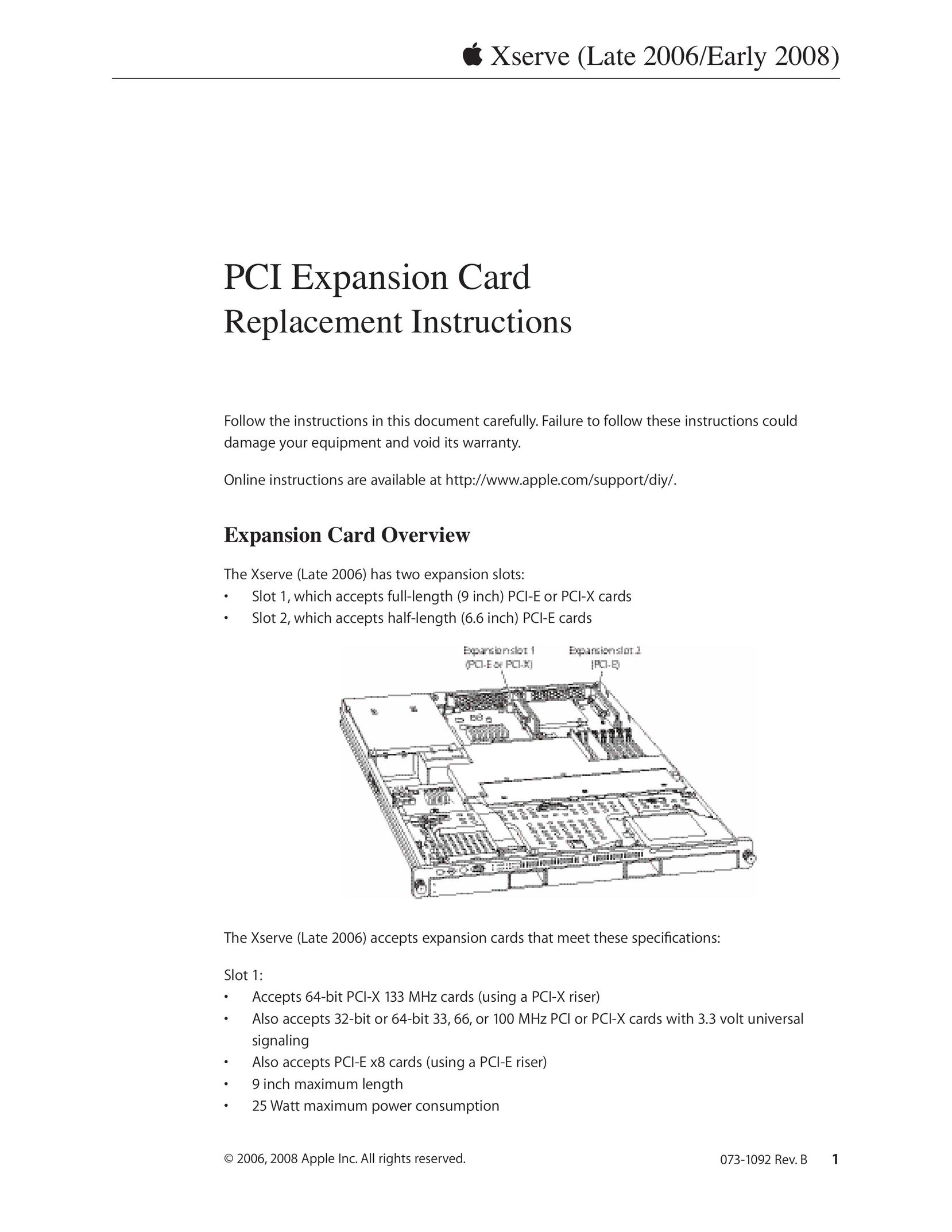 Apple PCI-E x8 Network Card User Manual