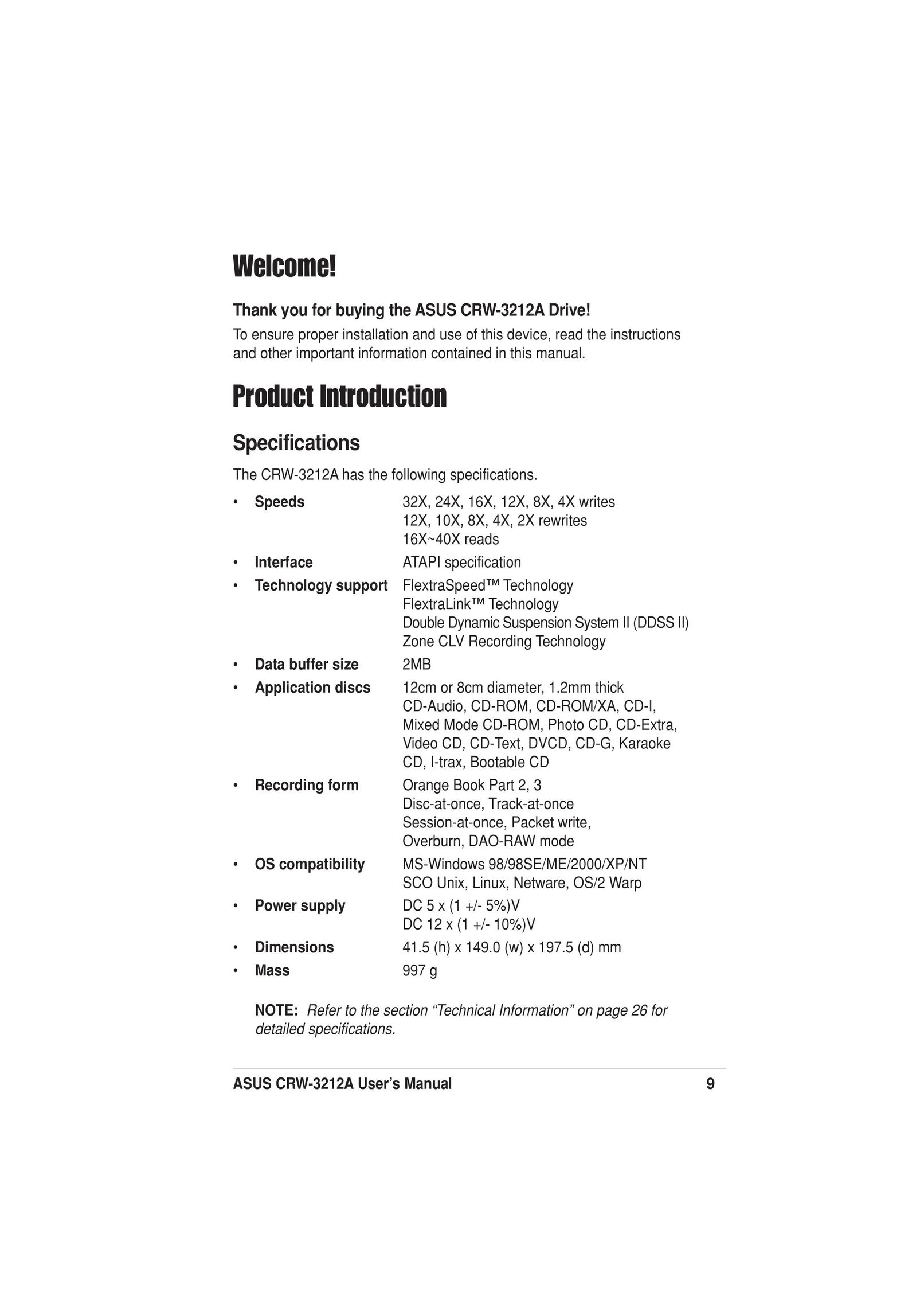 Asus CRW-3212A Network Card User Manual