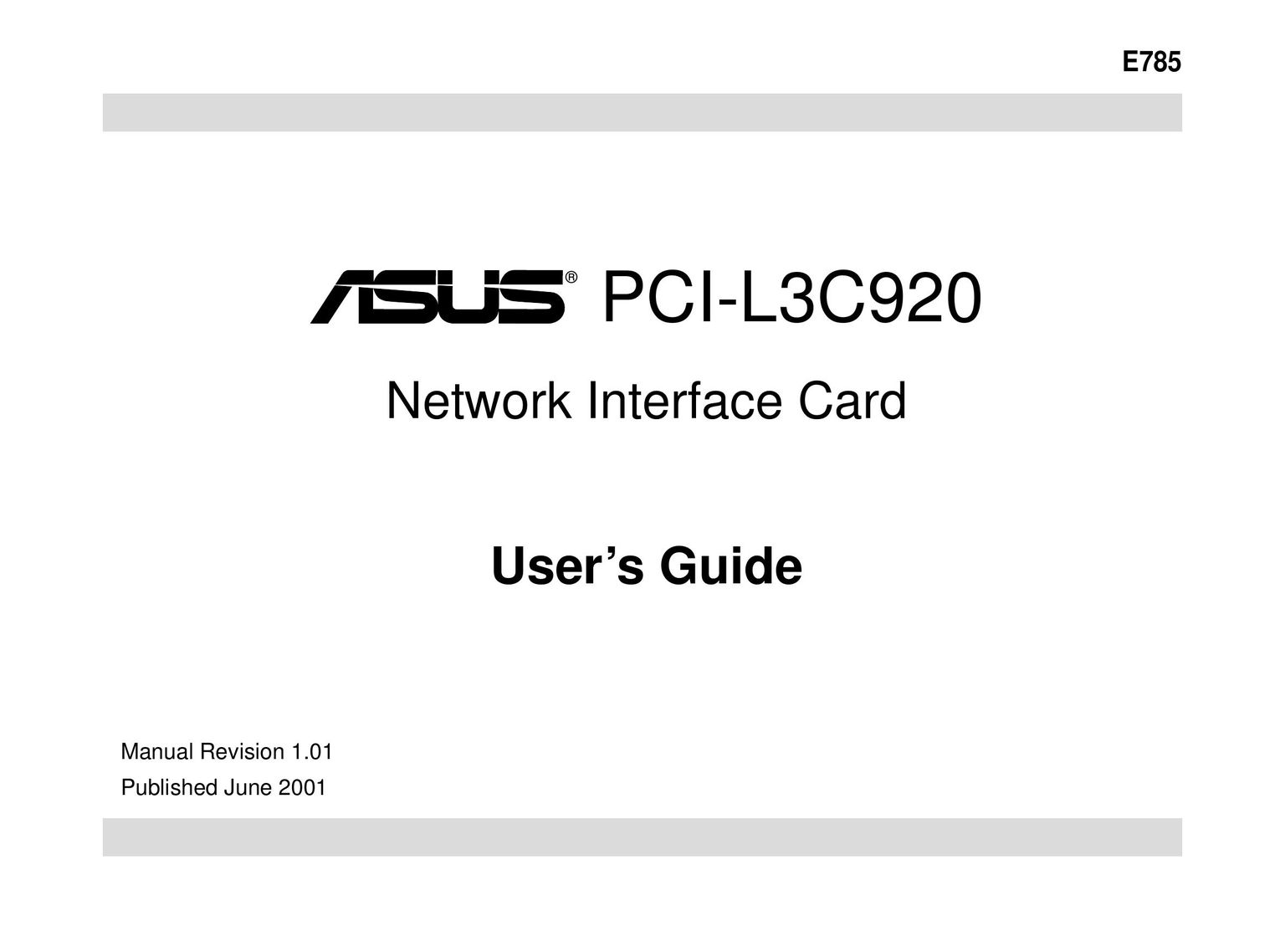 Asus PCI-L3C920 Network Card User Manual