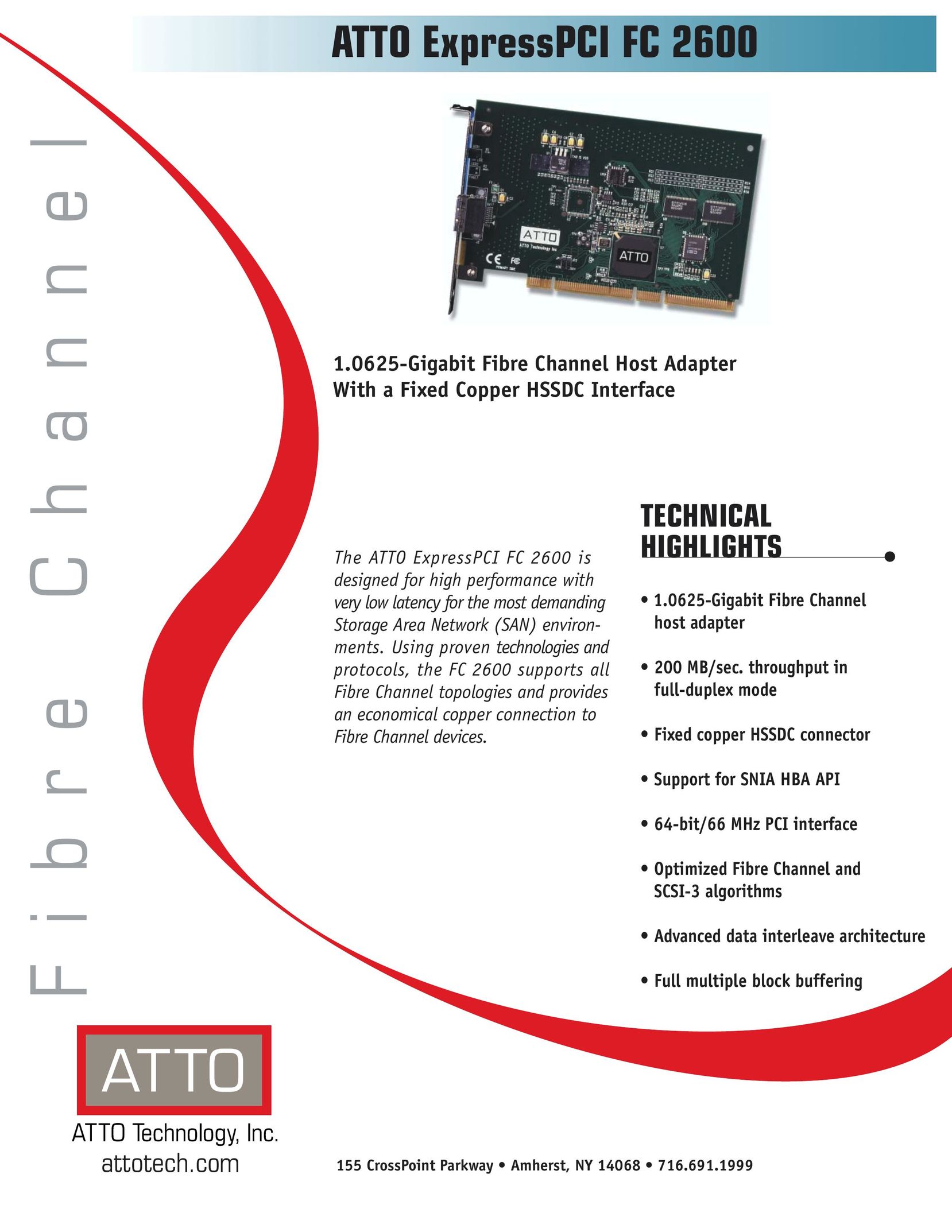 ATTO Technology FC 2600 Network Card User Manual