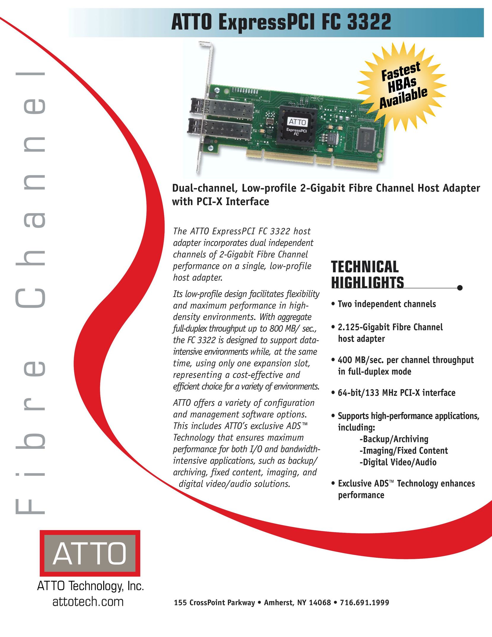 ATTO Technology FC 3322 Network Card User Manual