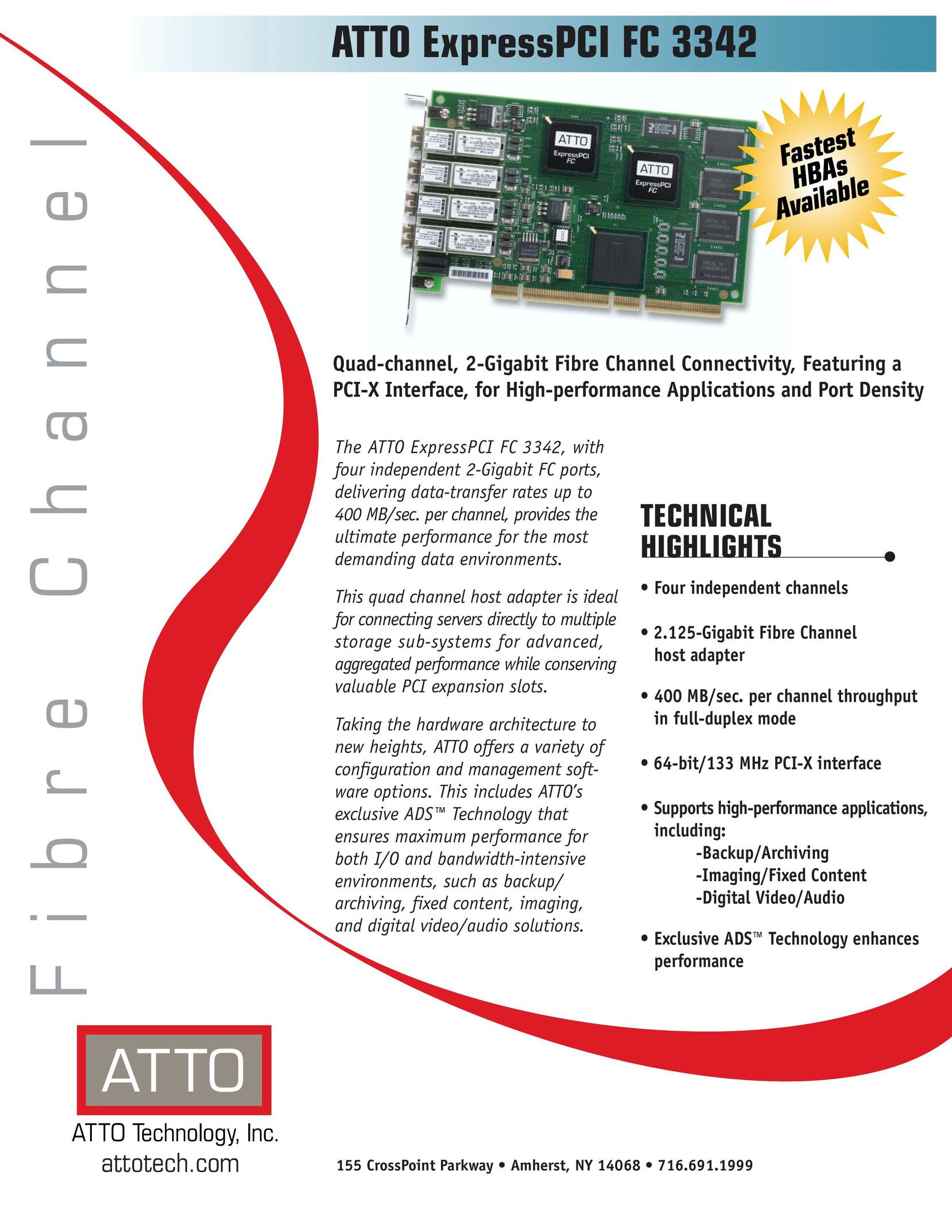 ATTO Technology FC 3342 Network Card User Manual