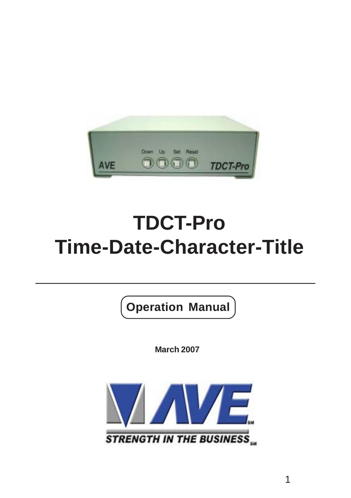 AVE TDCT-Pro Network Card User Manual