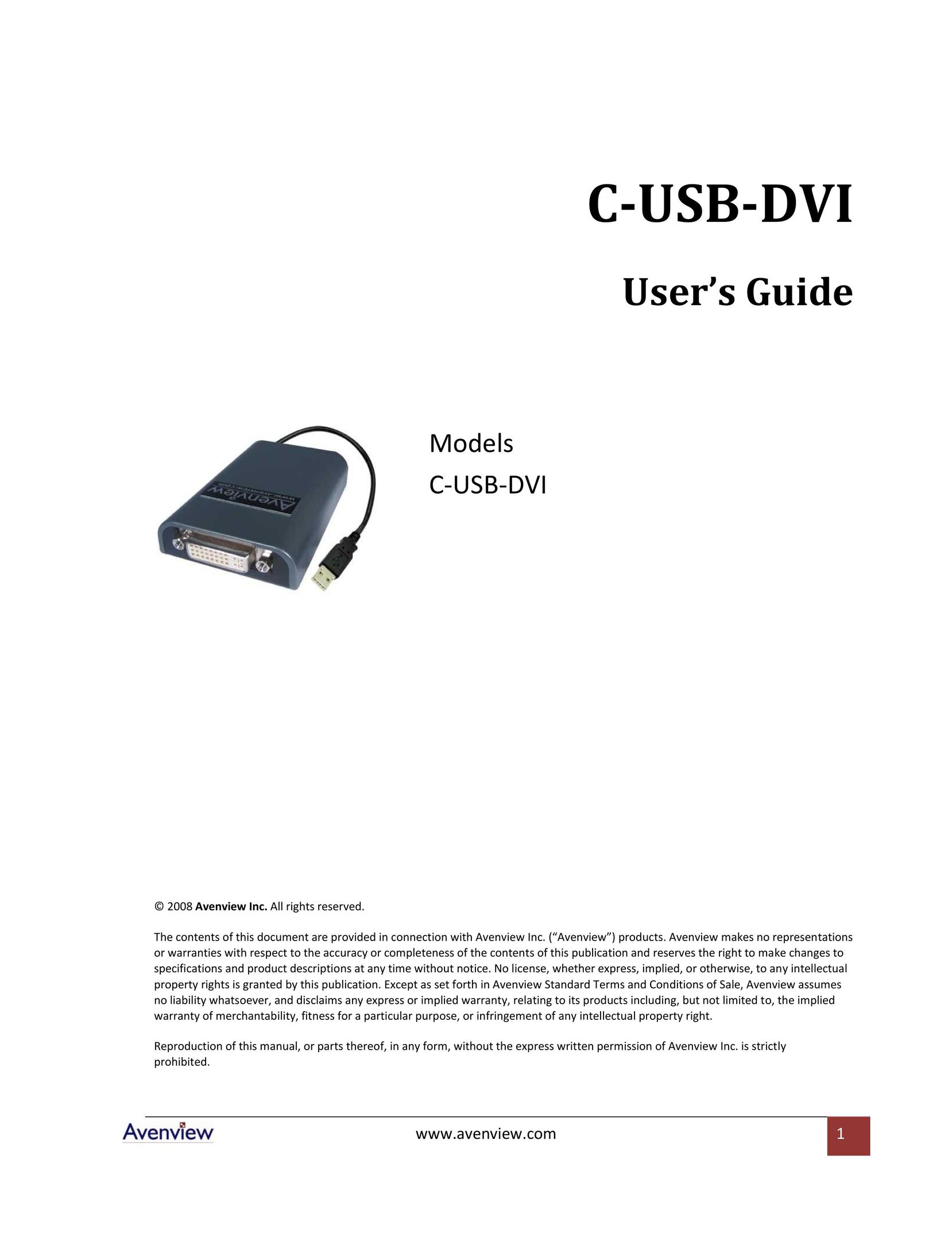 Avenview C-USB-DVI Network Card User Manual
