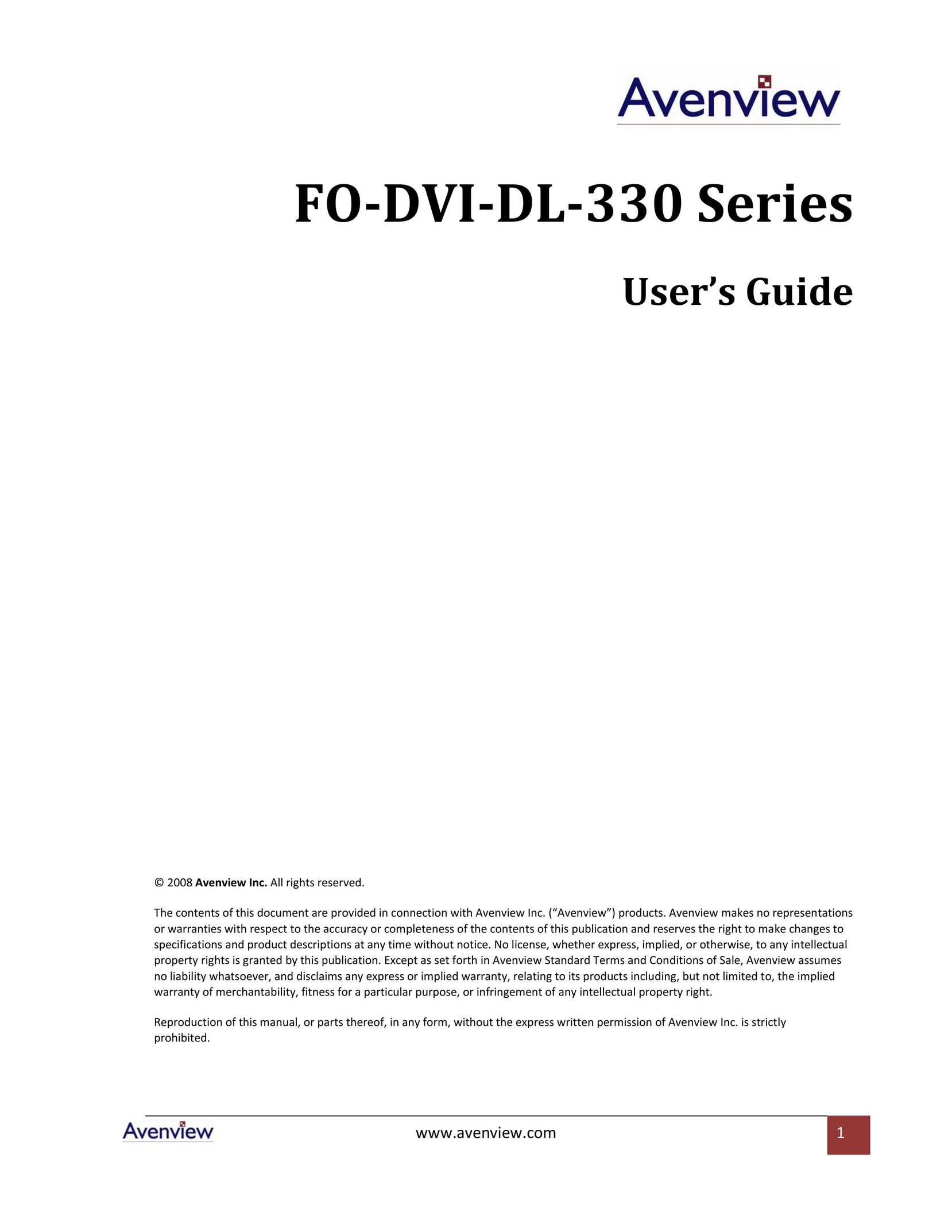 Avenview FO-DVI-DL-330 Series Network Card User Manual