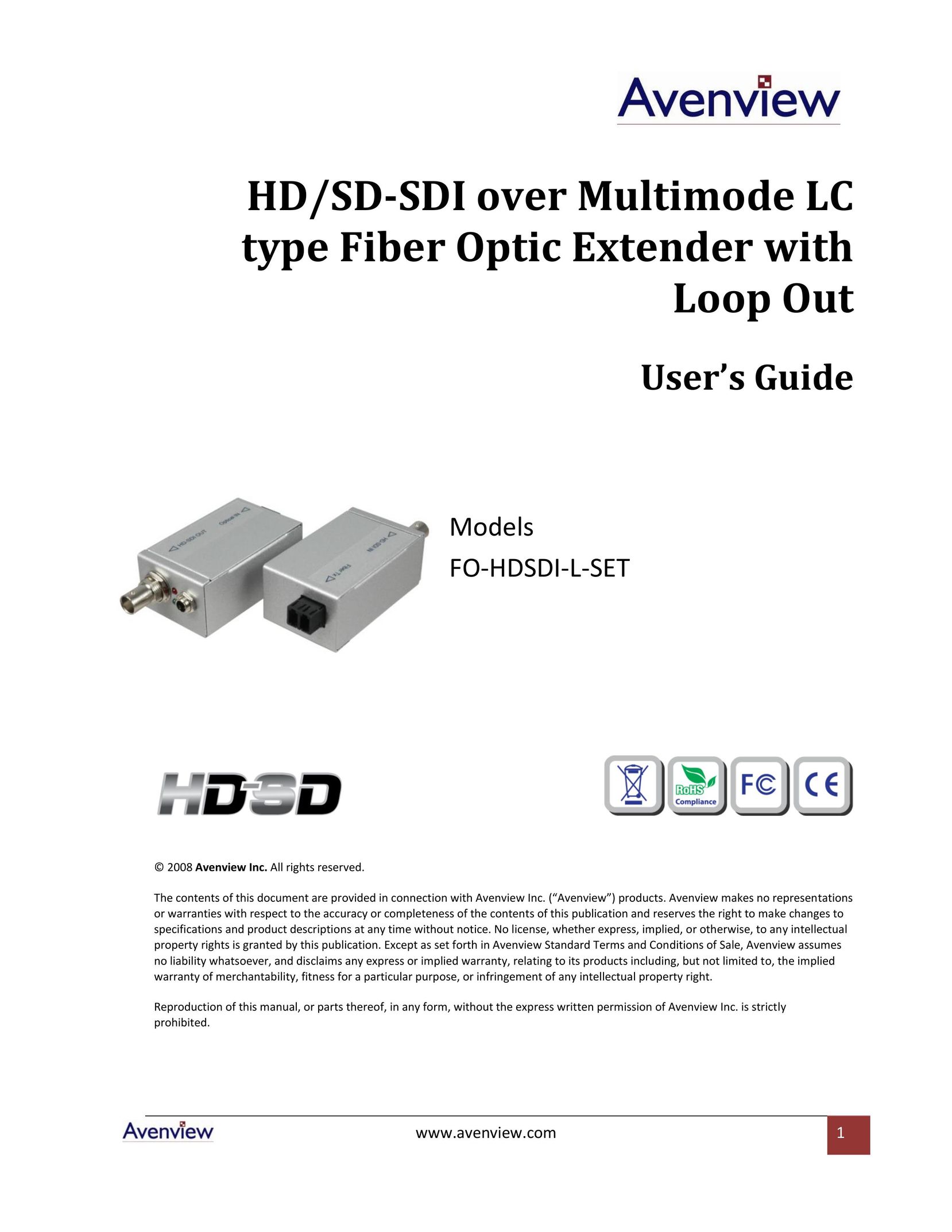 Avenview FO-HDSDI-L-SET Network Card User Manual