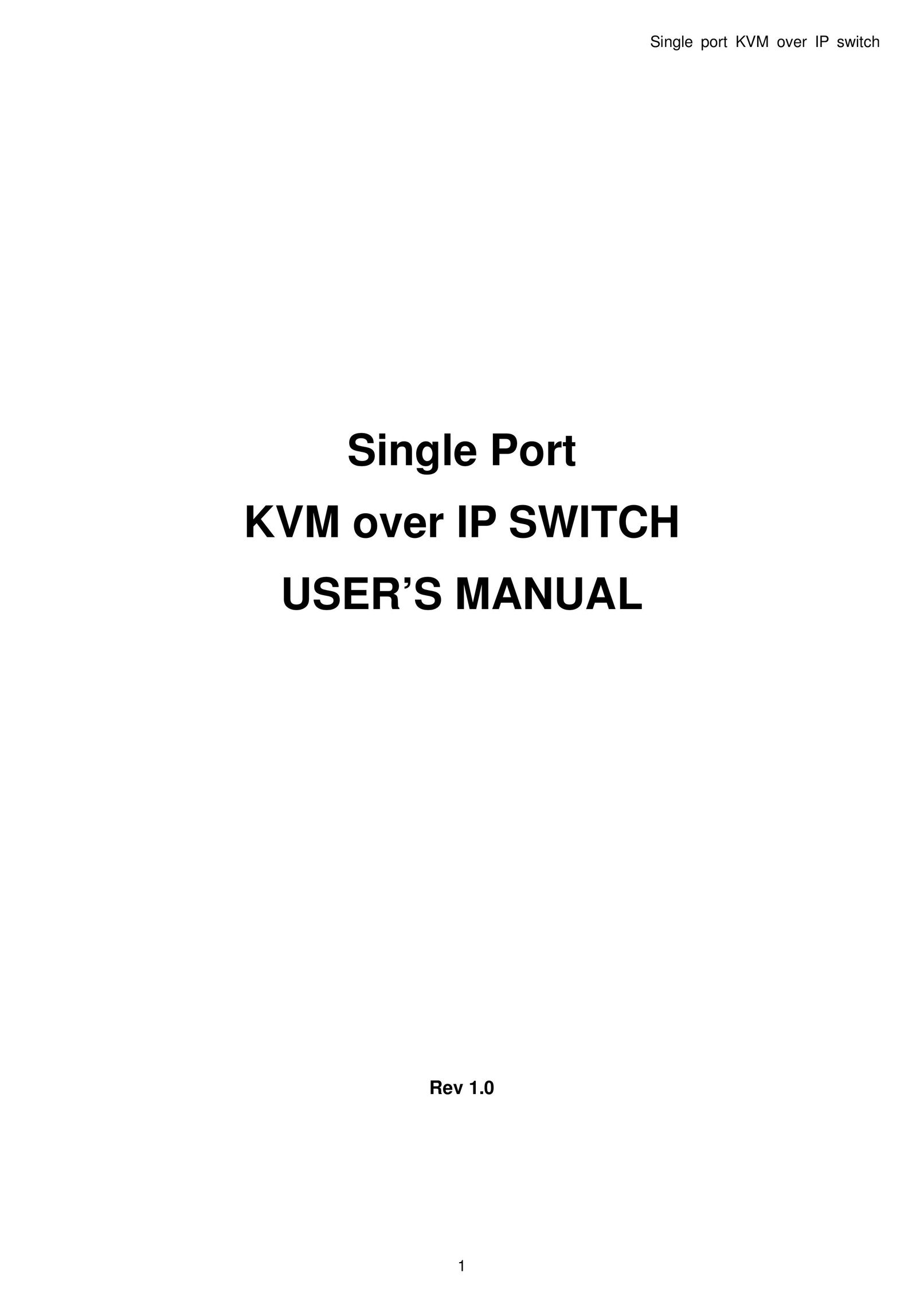 Avocent Single port KVM over IP switch Network Card User Manual