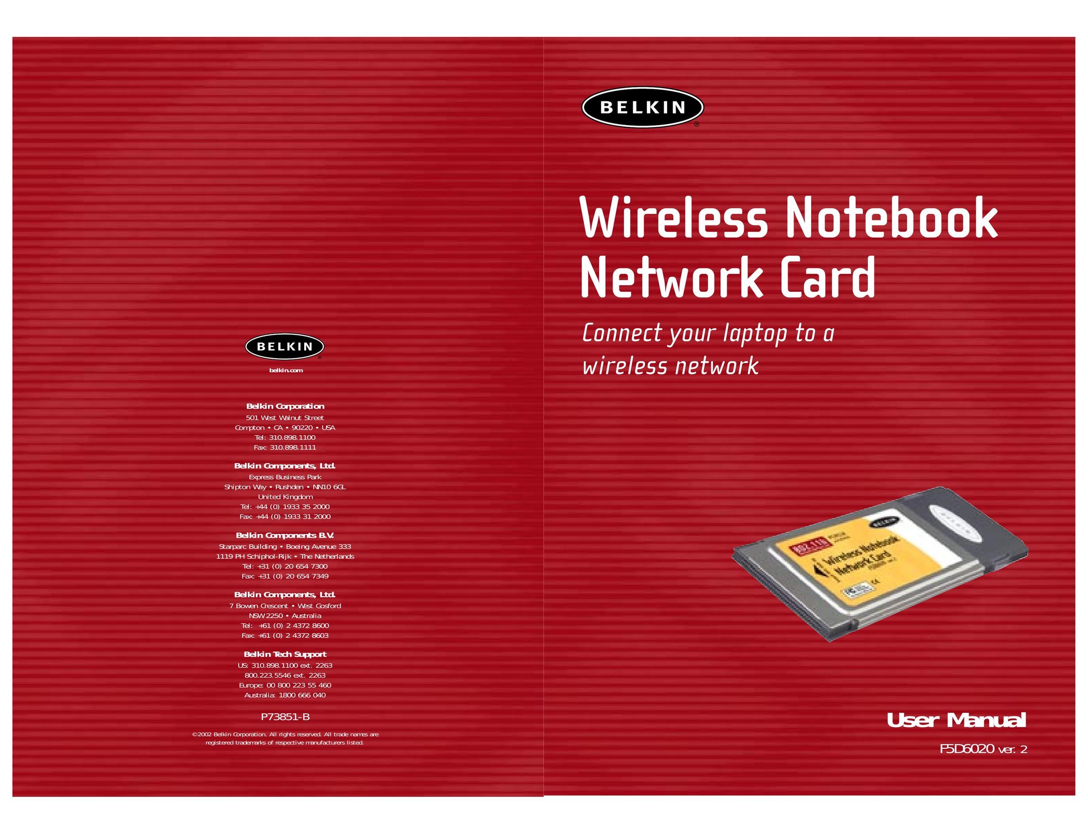 Belkin F5D6020 Network Card User Manual