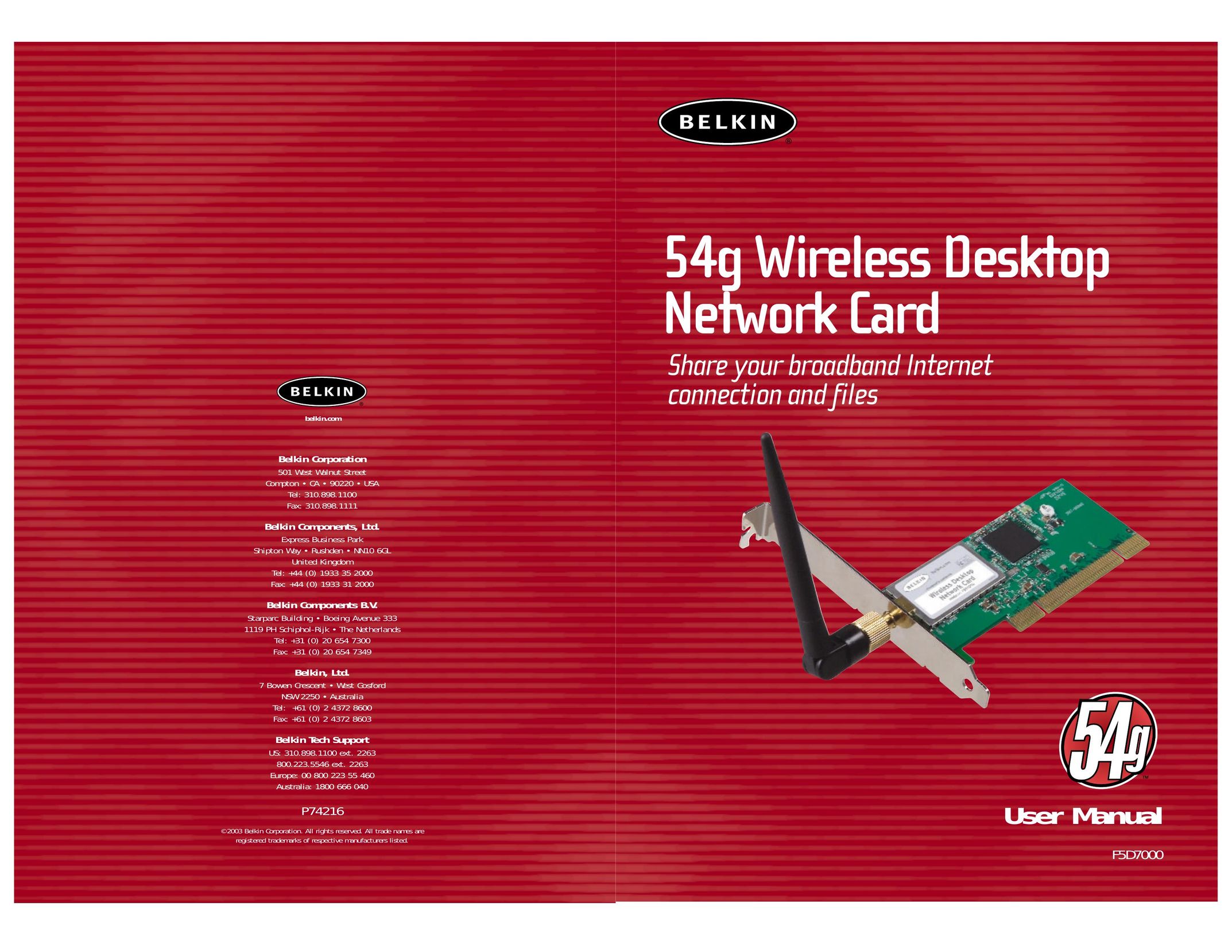 Belkin F5D7000 Network Card User Manual