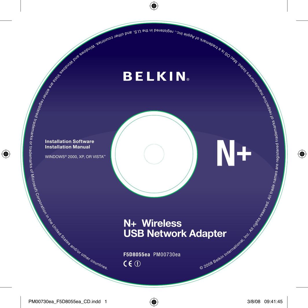 Belkin F5D8055EA Network Card User Manual