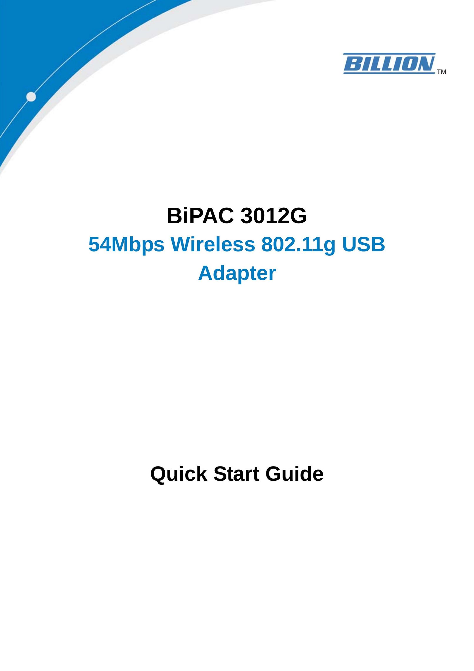 Billion Electric Company BIPAC 3012G Network Card User Manual