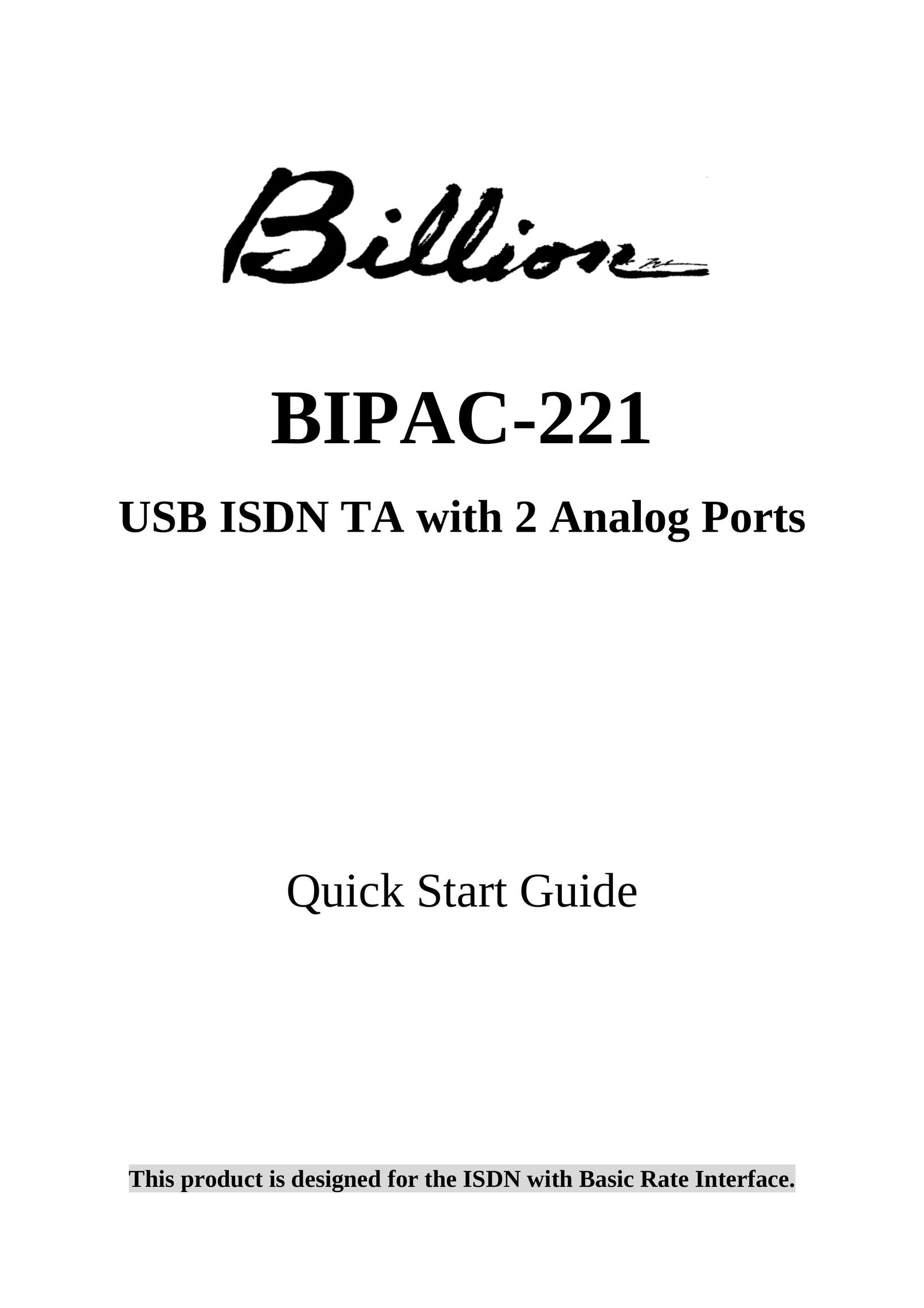 Billion Electric Company BIPAC-221 Network Card User Manual