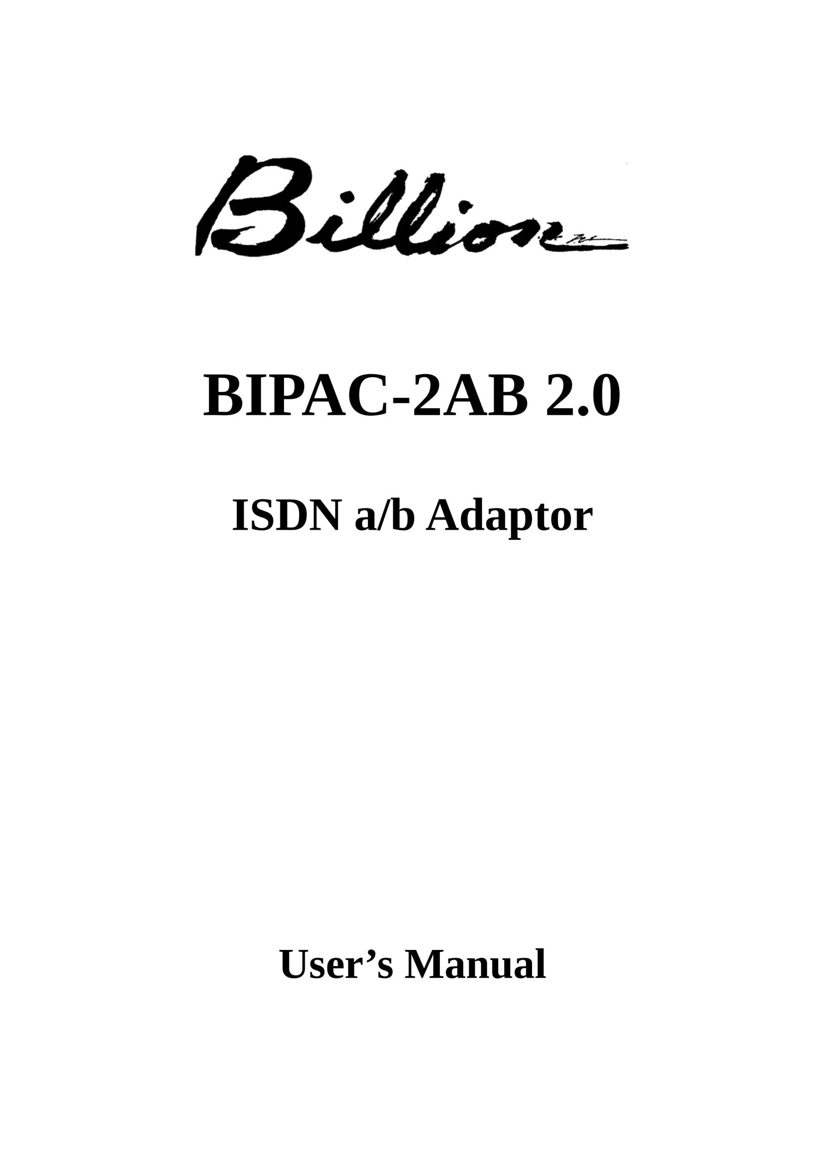 Billion Electric Company BIPAC-2AB 2.0 Network Card User Manual