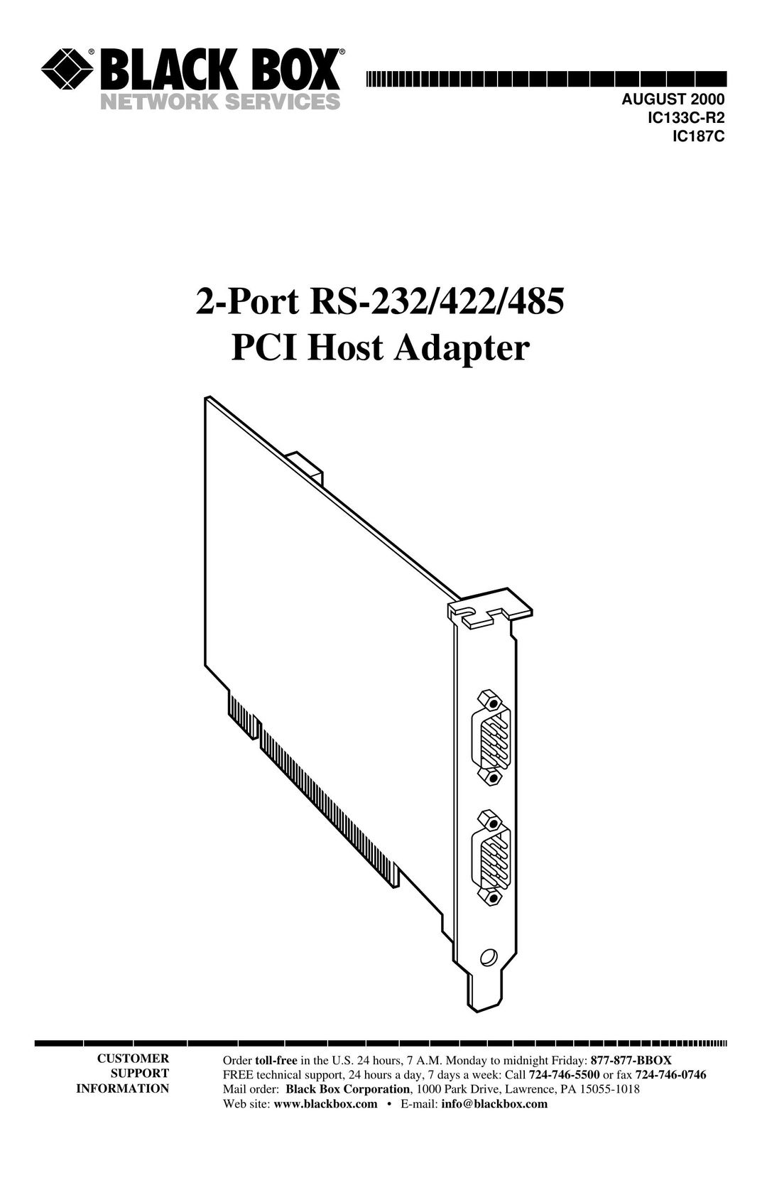 Black Box IC133C-R2 Network Card User Manual