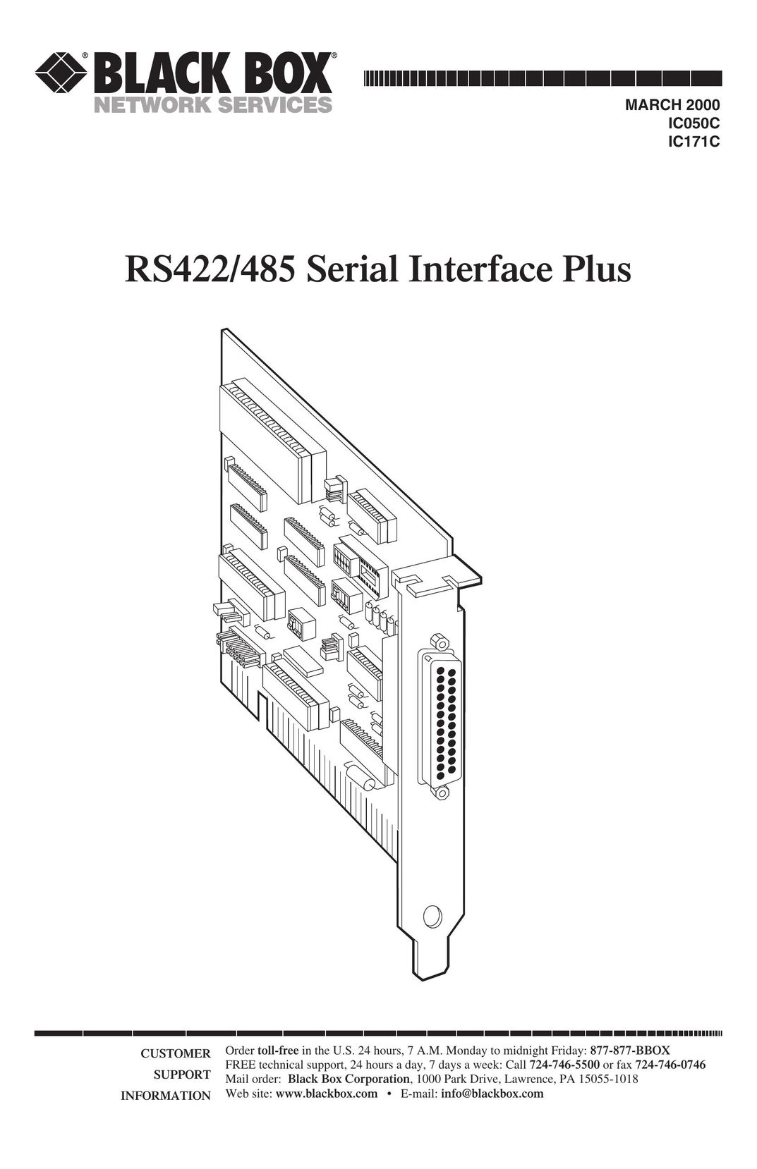 Black Box IC171C Network Card User Manual