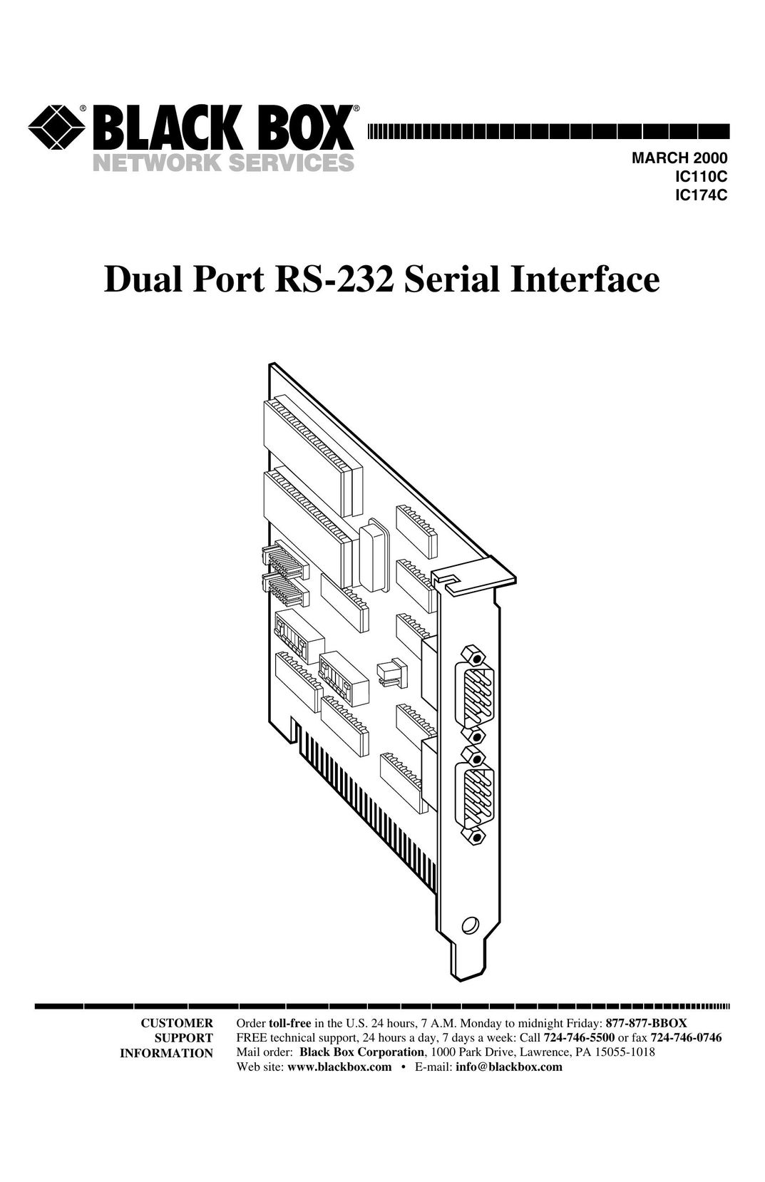Black Box IC174C Network Card User Manual