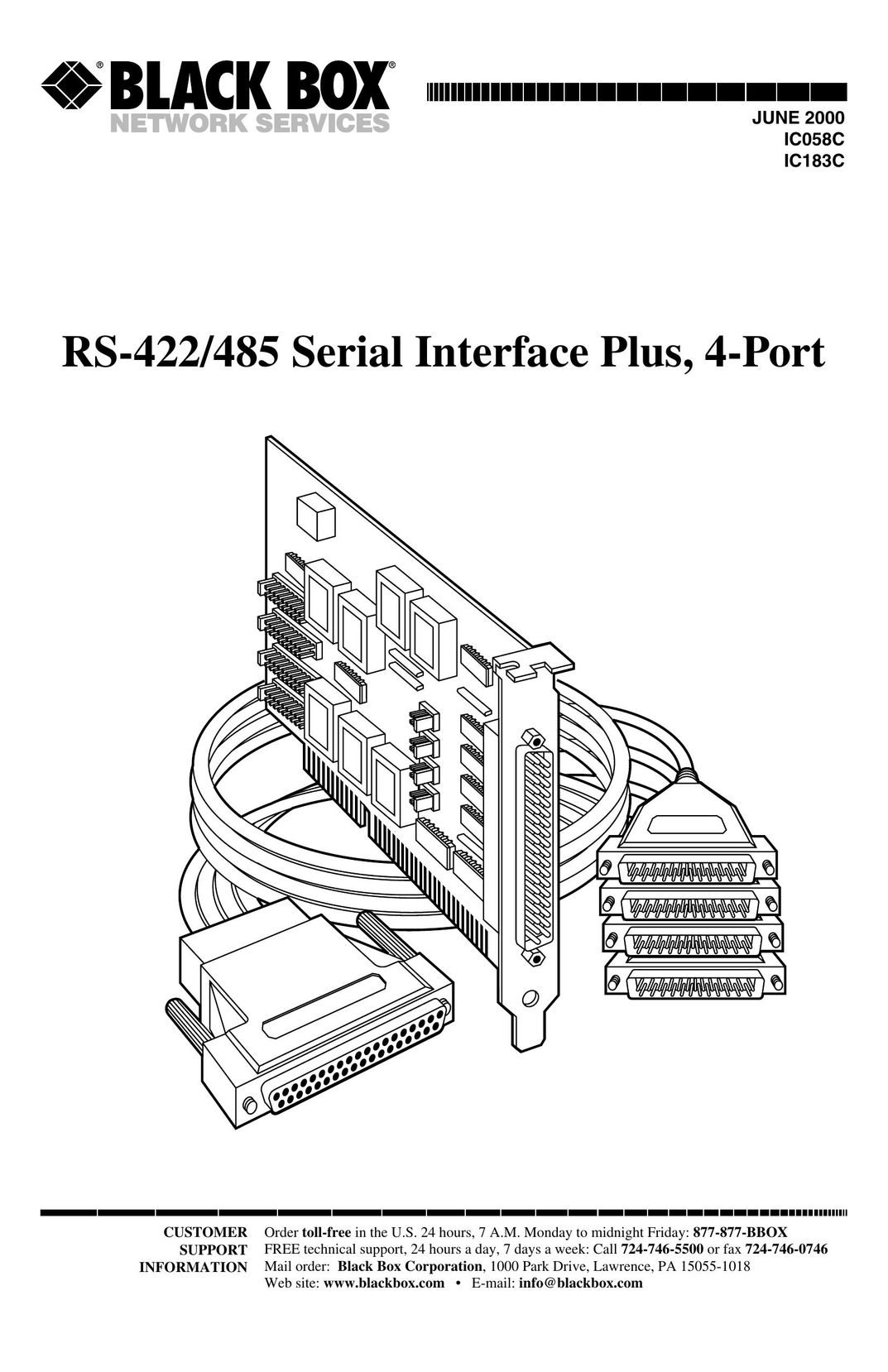 Black Box IC183C Network Card User Manual