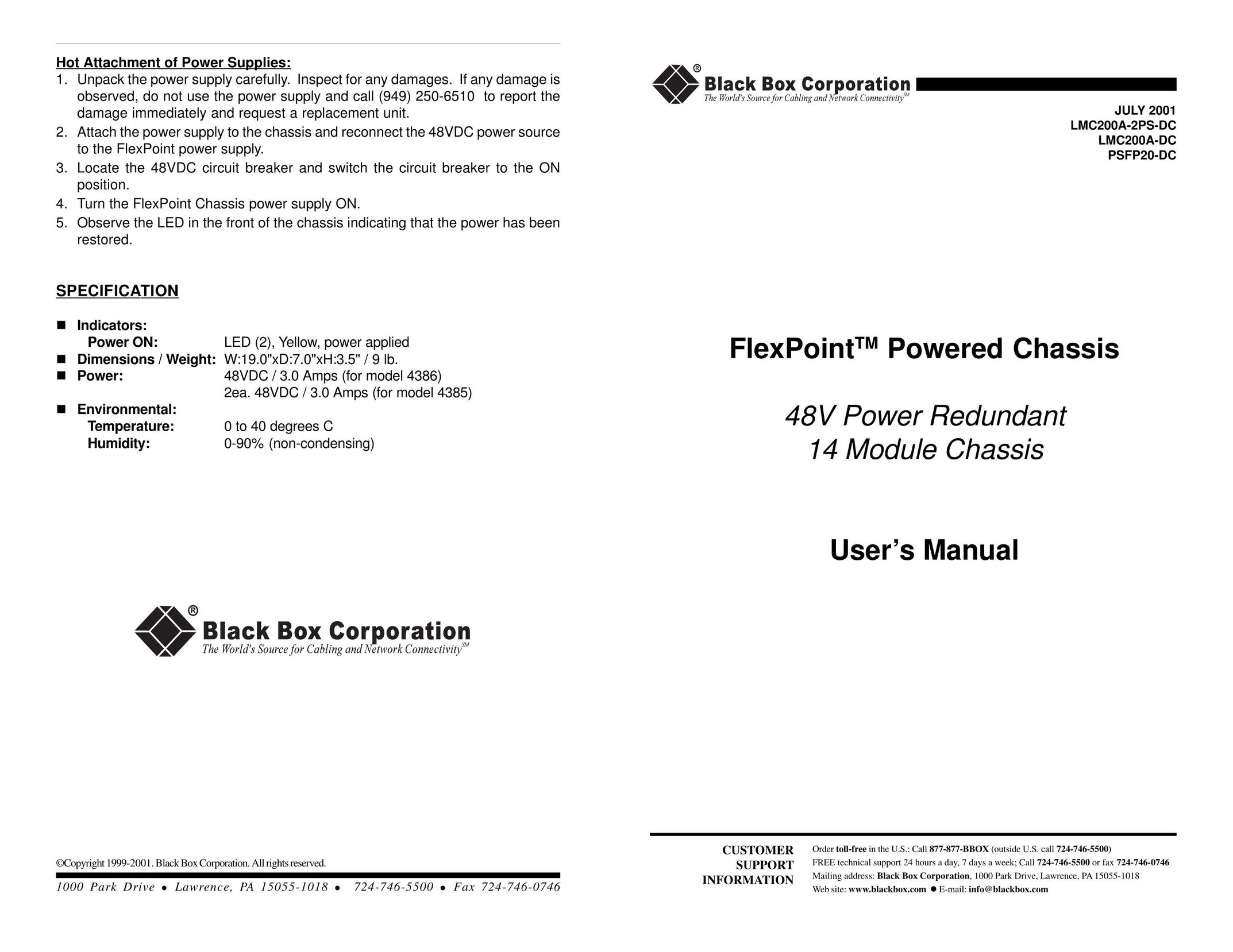 Black Box LMC200A-2PS-DC Network Card User Manual